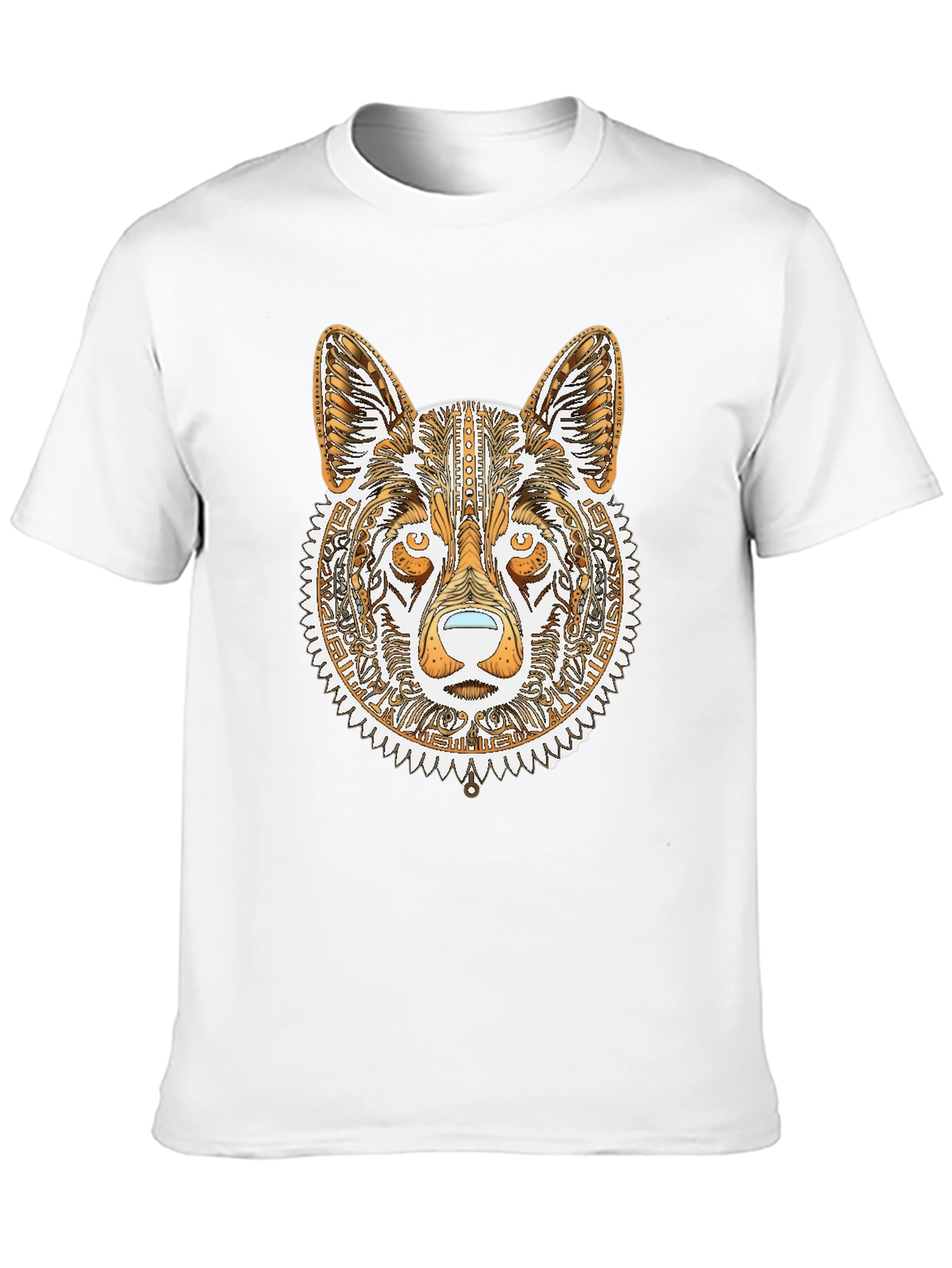 Black Tribal Wolf Graphic Tee - Black Cotton Shirt view 10