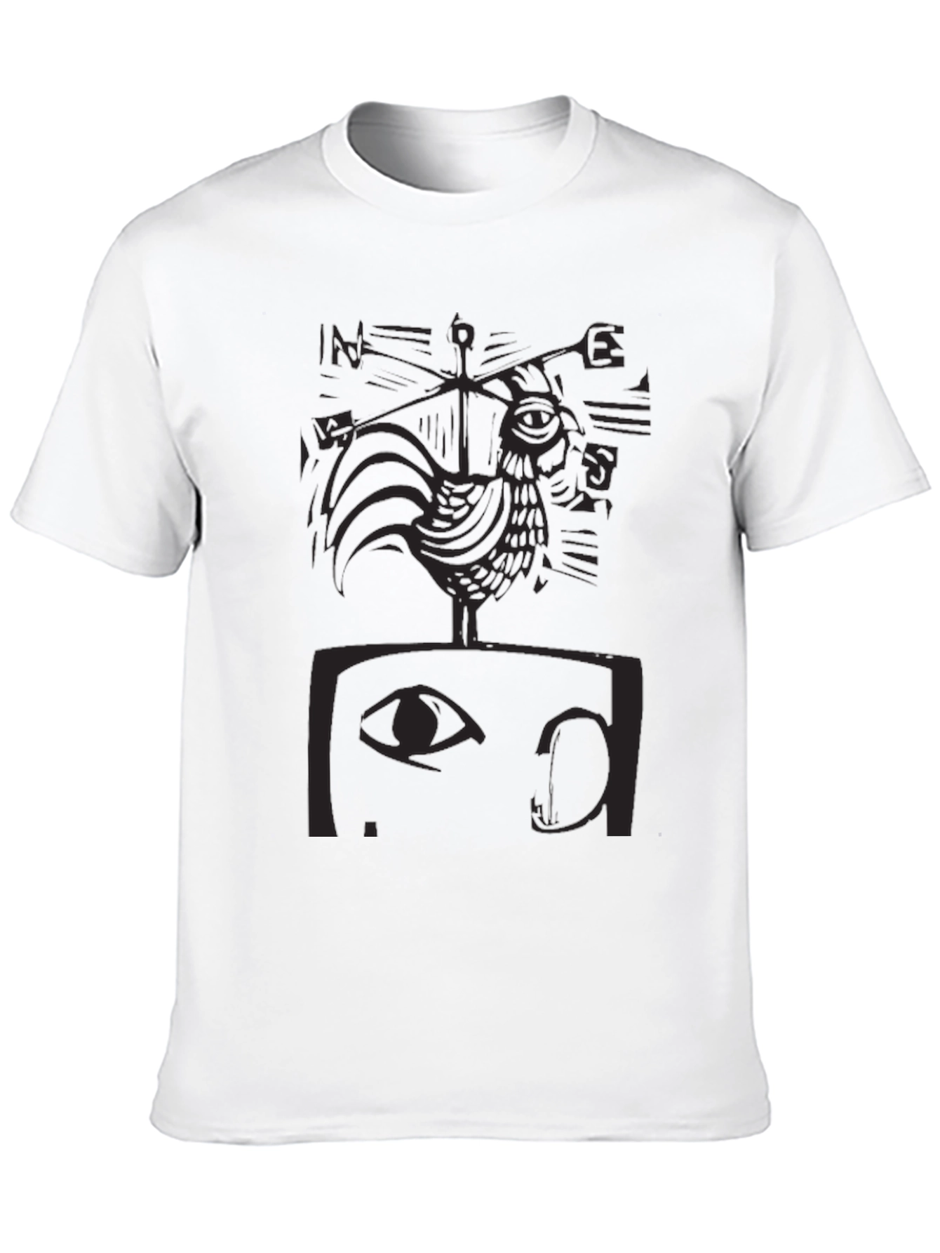 Black Abstract Rooster Graphic Tee - Men's Black T-Shirt view 10