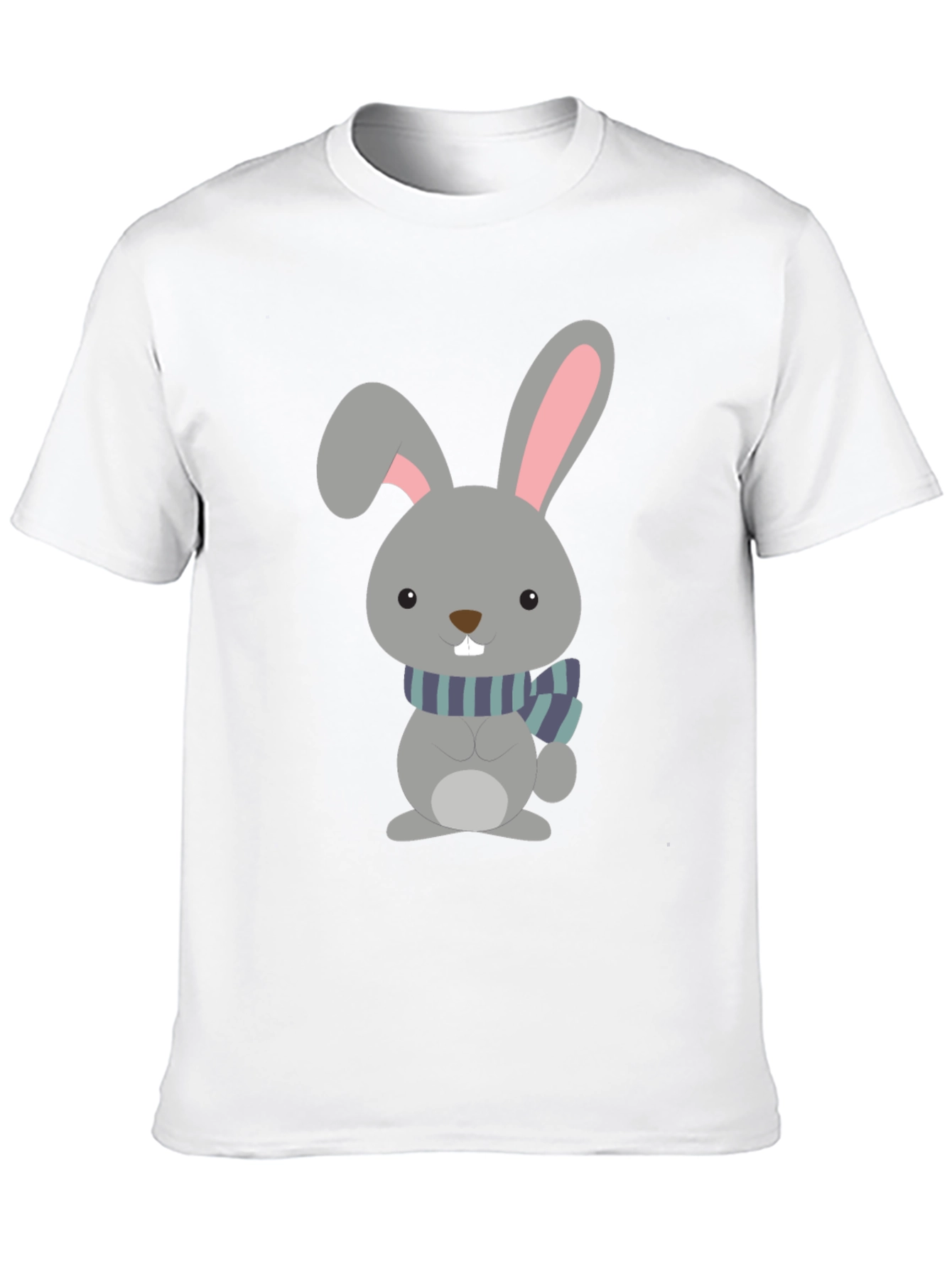 Cute Cartoon Rabbit Graphic Tee - Unisex Black T-Shirt - 10