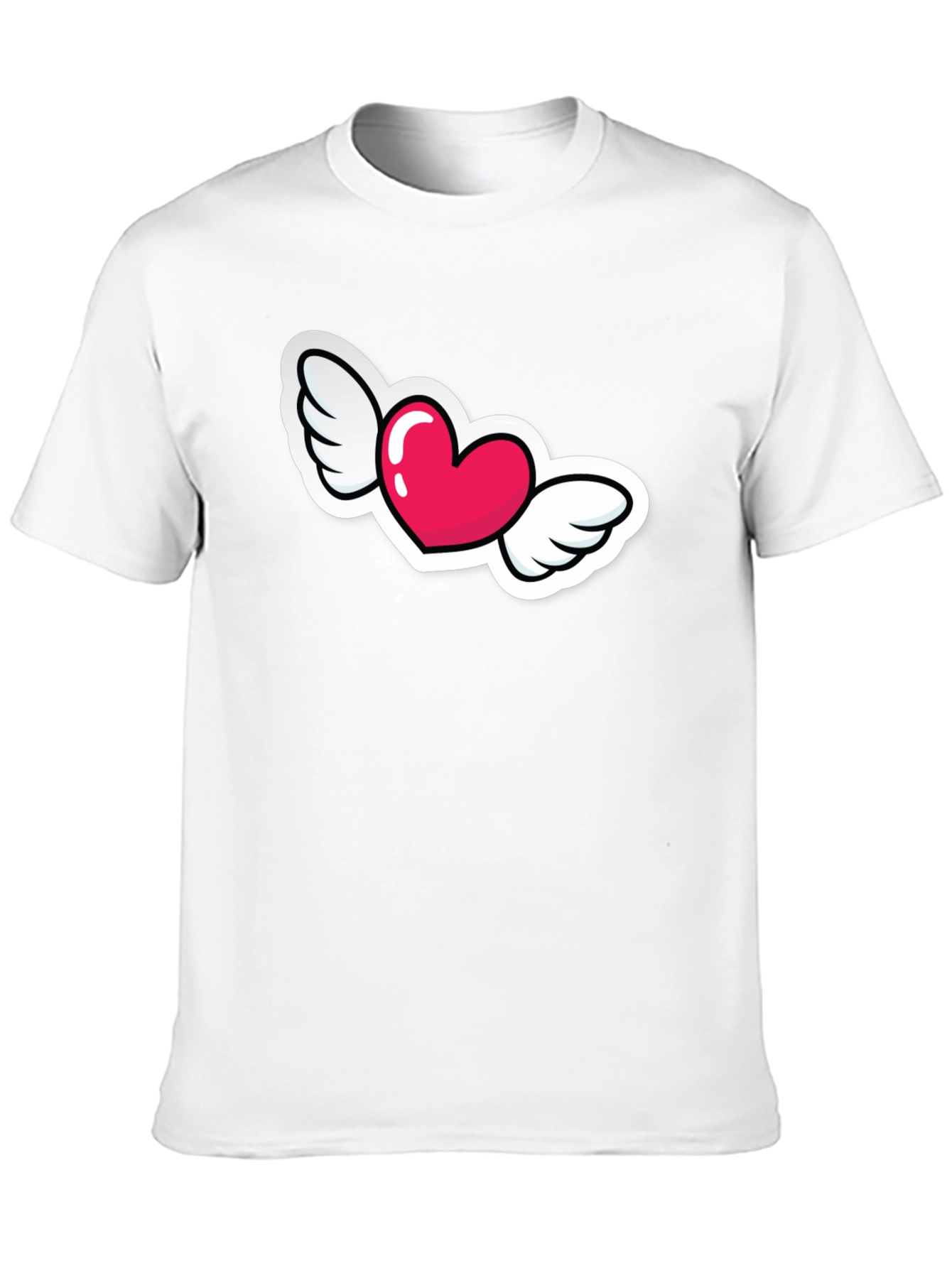 Black Heart with Wings Graphic Black T-Shirt view 10