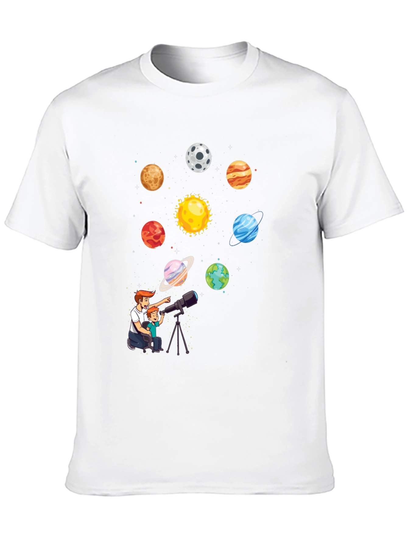 Black Dad & Son Planets Graphic Tee view 10