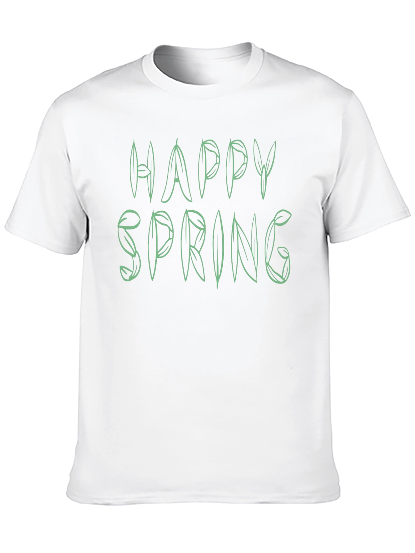 Black Happy Spring Green Leaf T-Shirt view 10