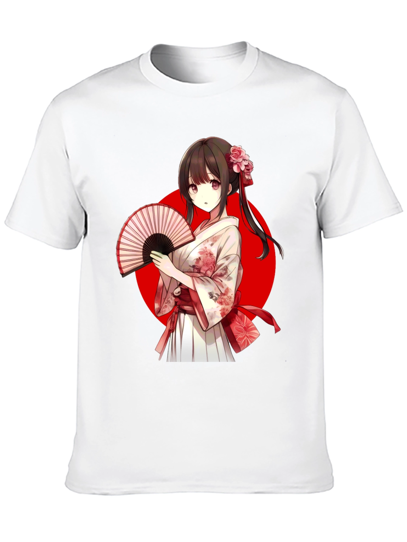 Black Anime Girl Kimono T-Shirt view 10