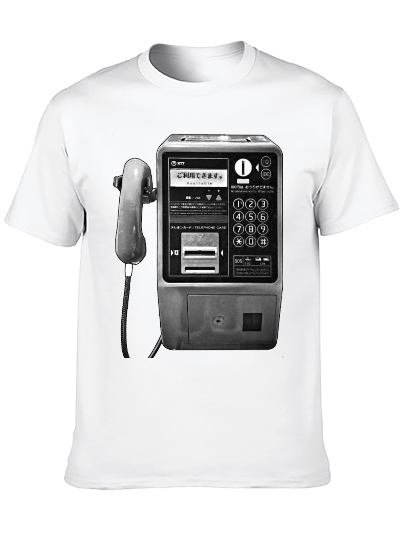 Black Vintage Japanese Payphone T-Shirt view 10