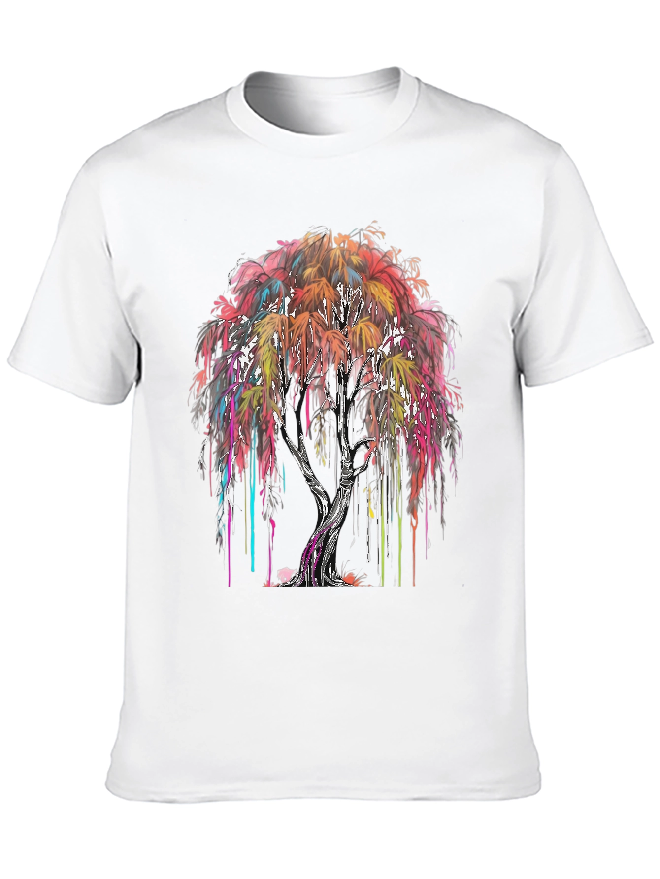Black Colorful Drip Tree Graphic T-Shirt view 10
