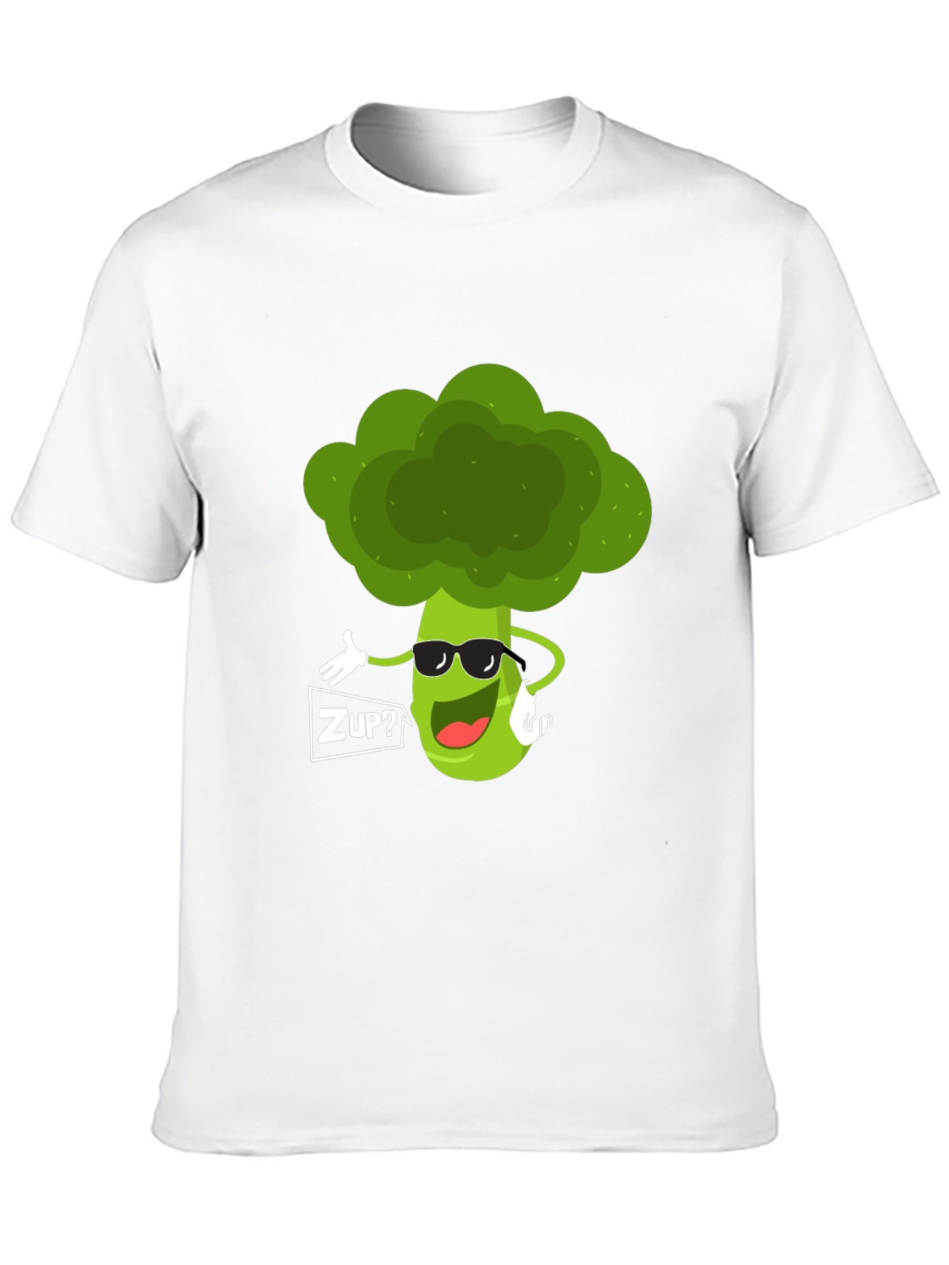 Black Funny Broccoli Graphic T-Shirt - "ZUP?" Design view 10