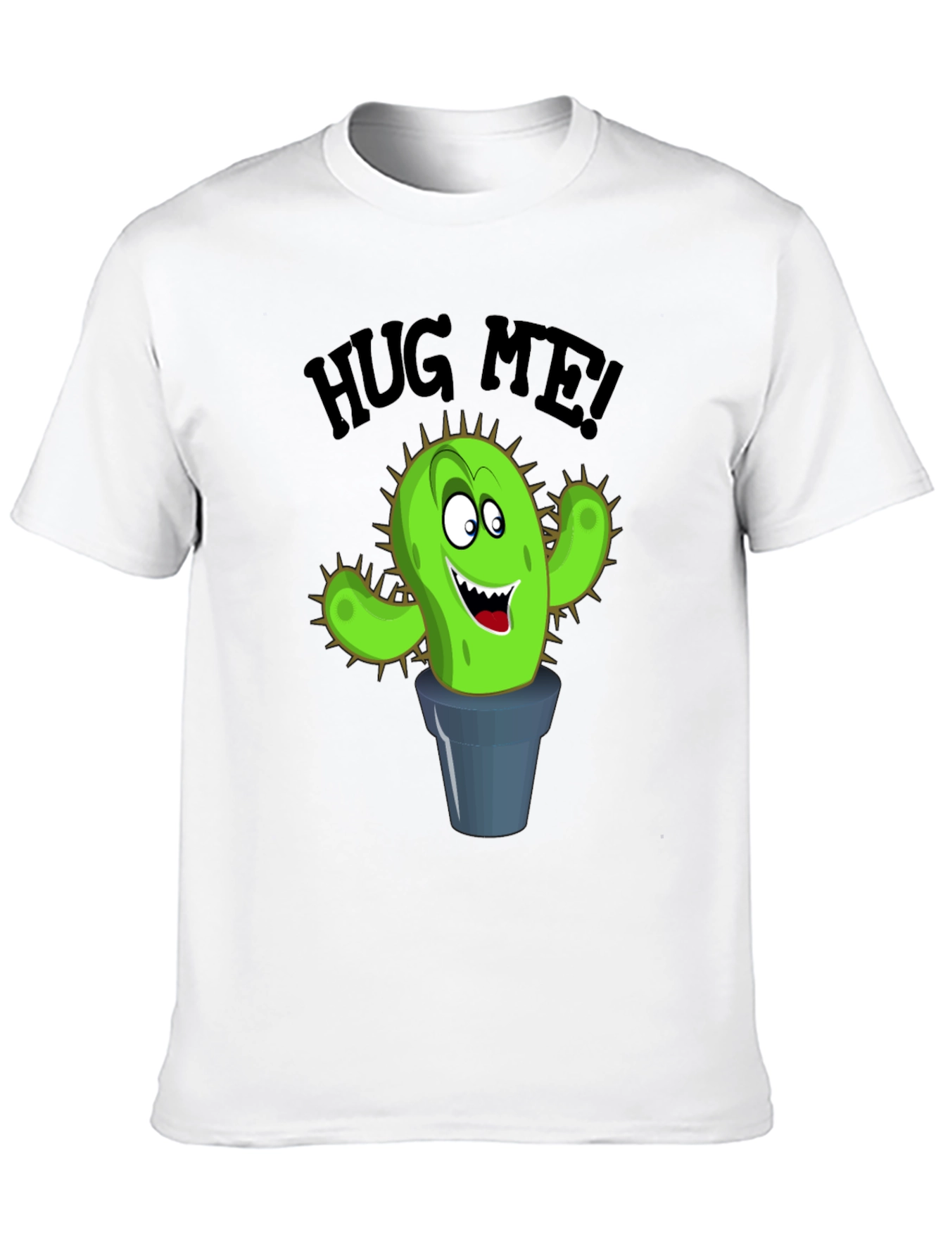 Black Hug Me Cactus Graphic T-Shirt - Funny Novelty Tee view 10