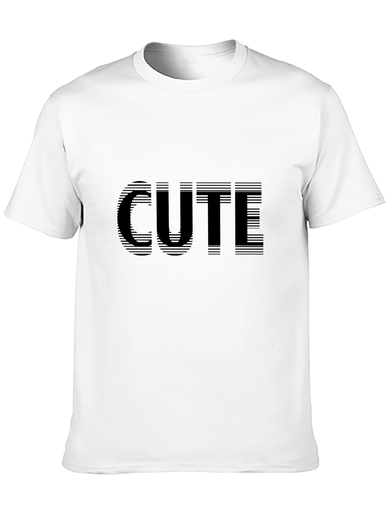 Black Men's Black Graphic T-Shirt - "CUTE" Design view 10