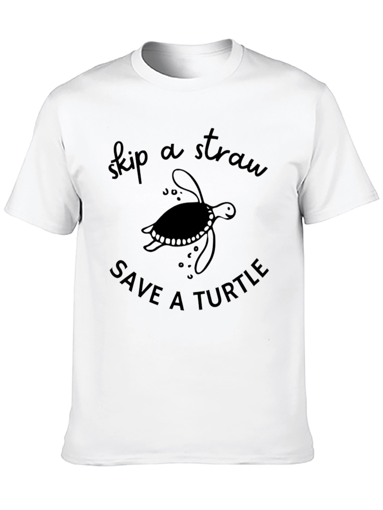 Black Skip a Straw Save a Turtle T-Shirt view 10