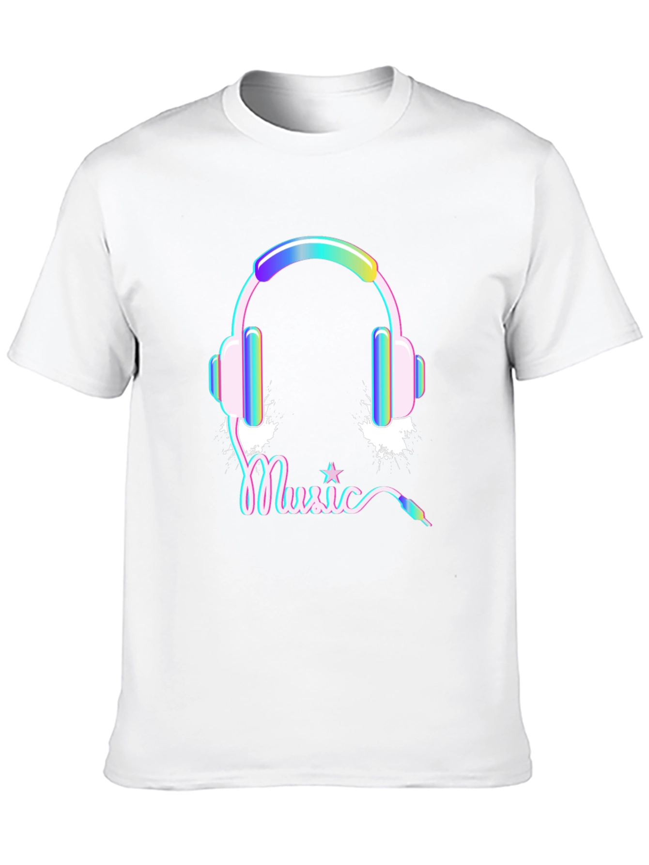 Black Music Headphones Graphic Print Black Tee Shirt view 10
