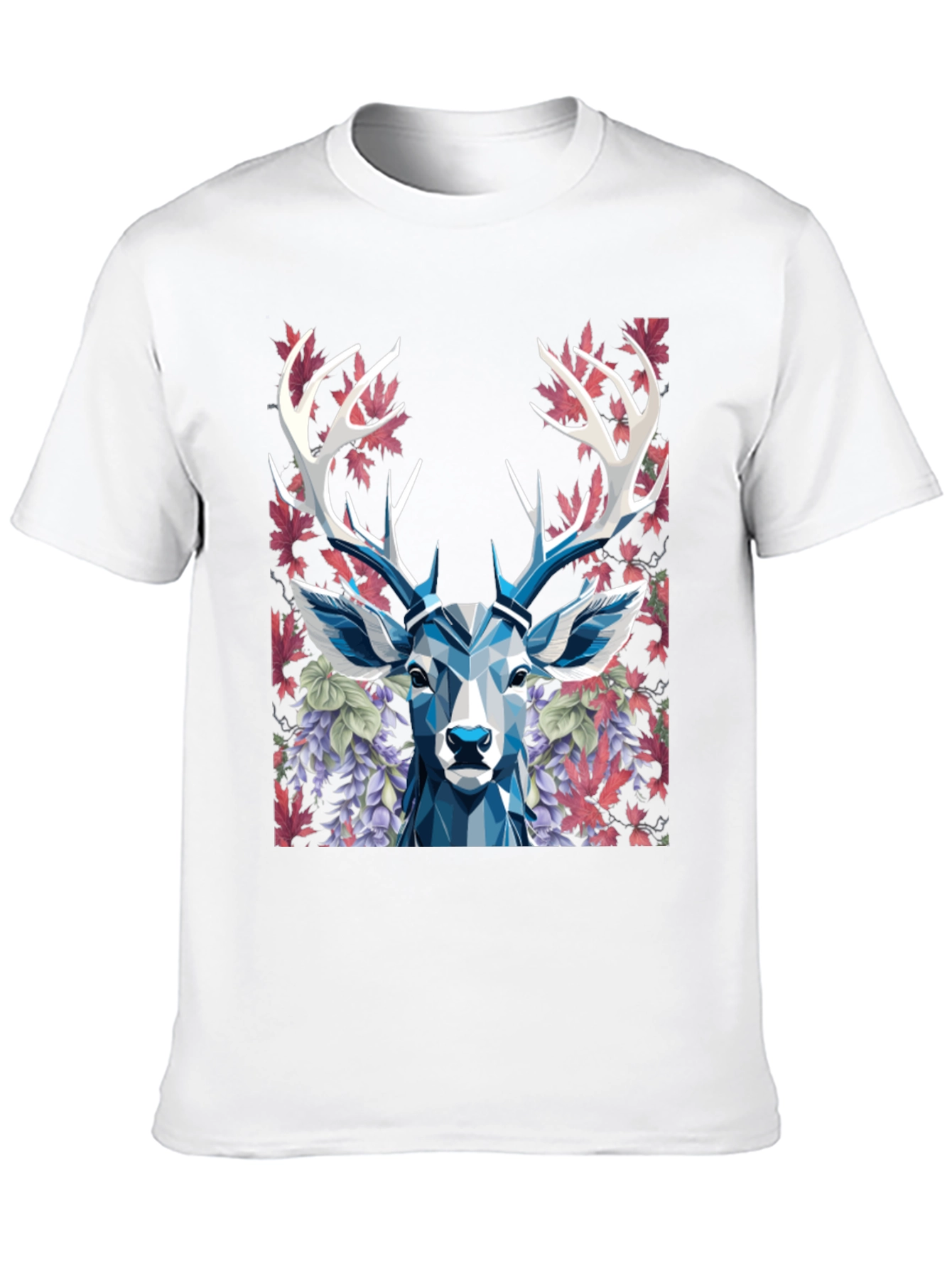 Black Geometric Deer Floral Graphic T-Shirt view 10