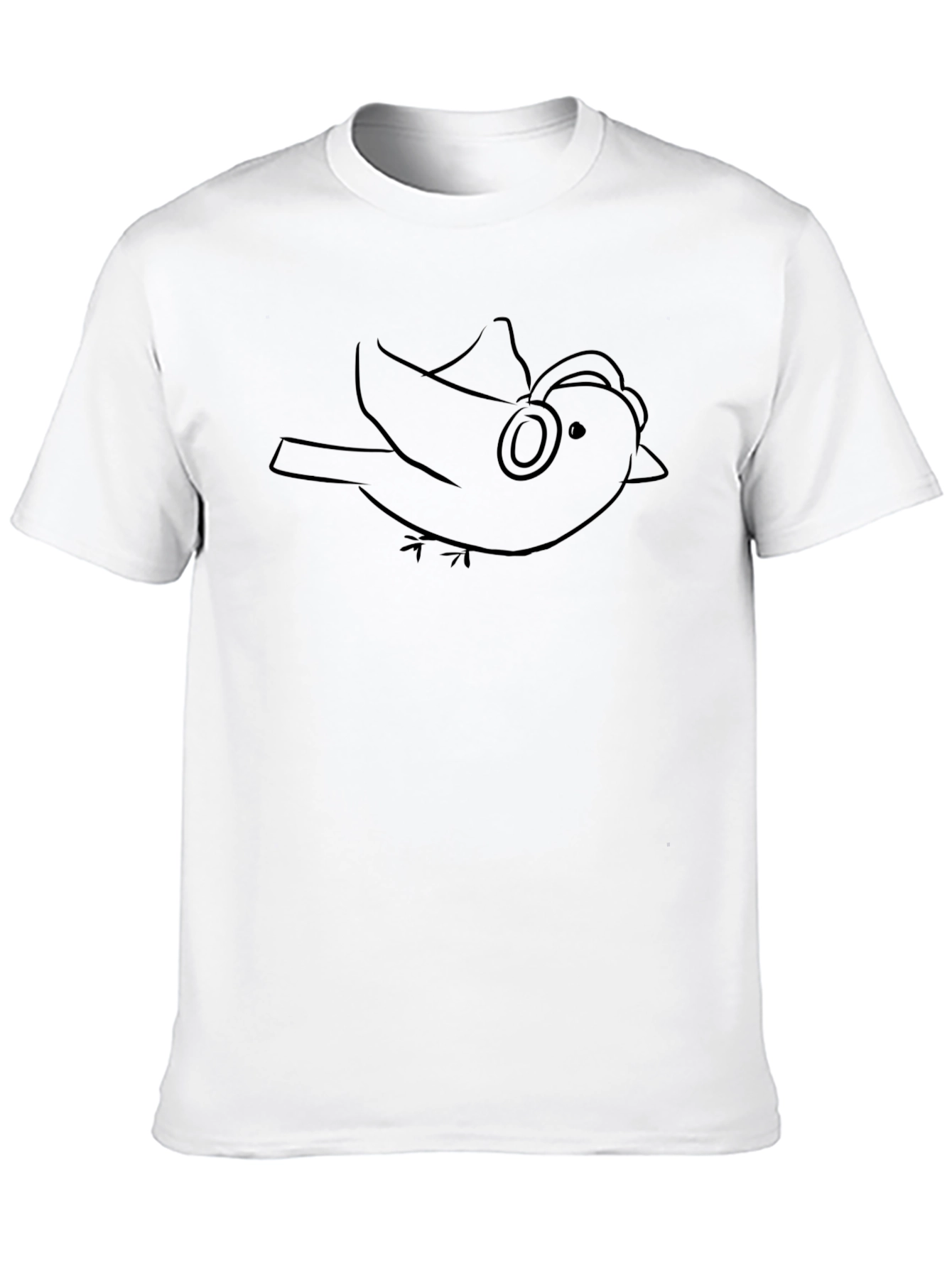 Black Bird with Headphones Graphic Tee - Black view 10
