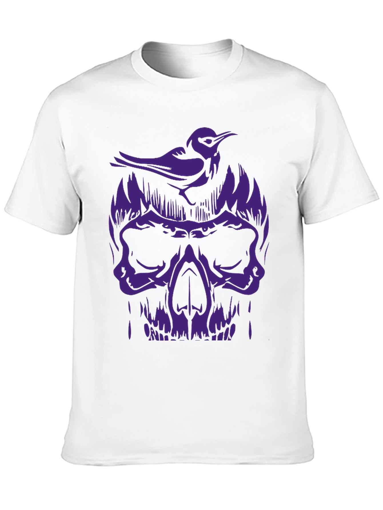 Black Skull & Bird Graphic Tee - Men's Black T-Shirt view 10