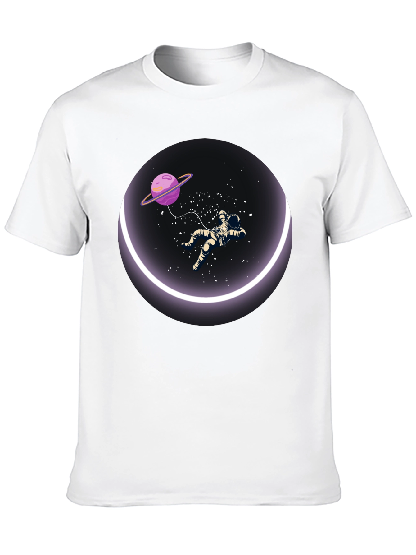 Black Astronaut in Space T-Shirt - Round Design view 10