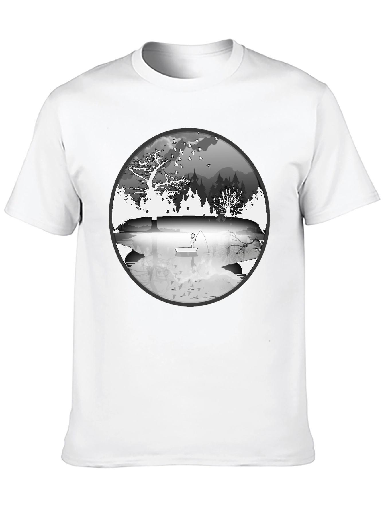 Nature Fisherman Graphic Tee - Classic Black - 10