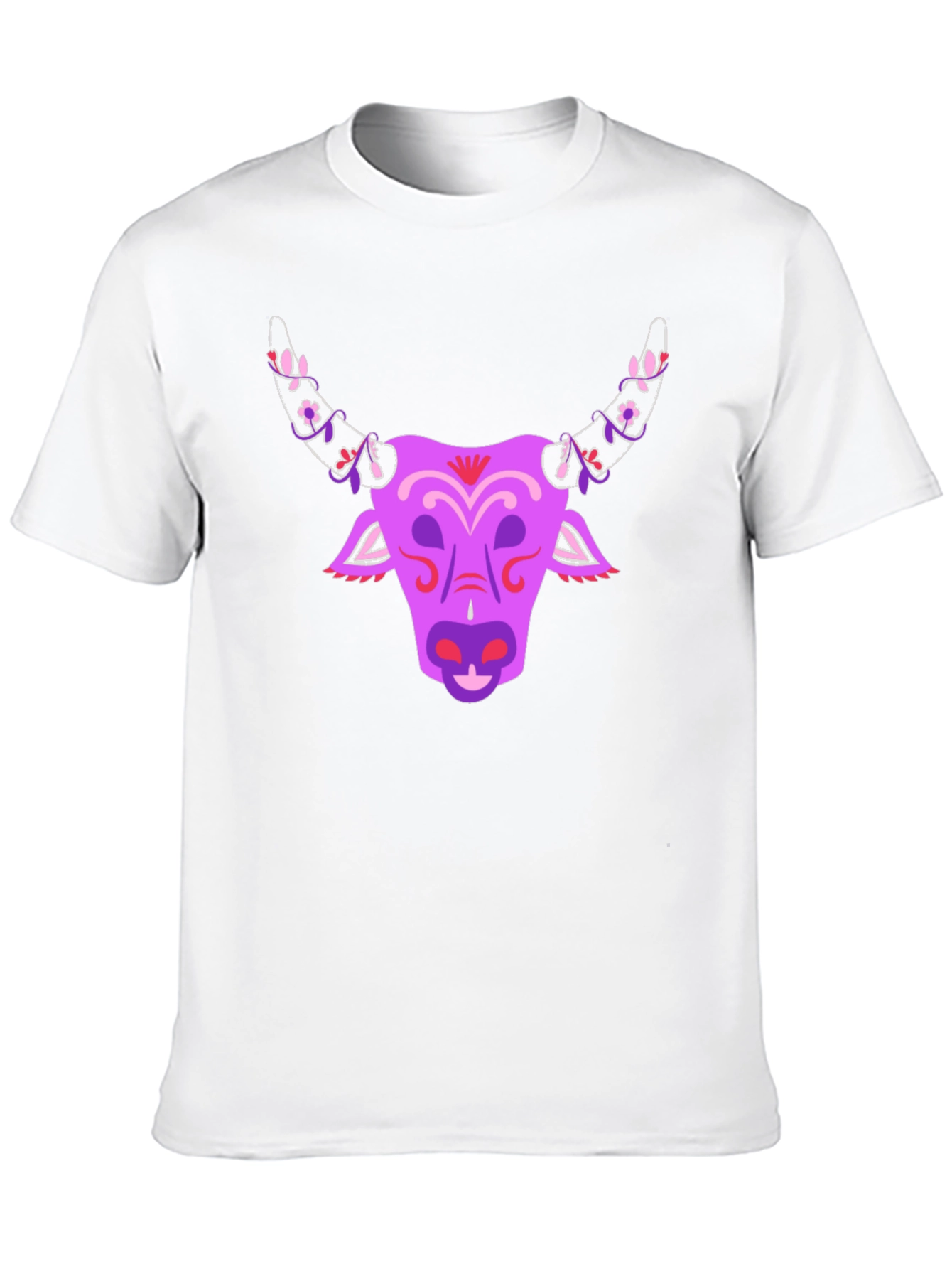 Black Floral Bull Graphic T-Shirt - Unique Design view 10