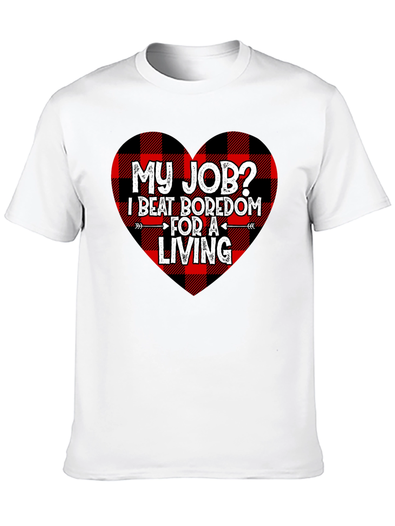 Black Beat Boredom T-Shirt - Buffalo Plaid Heart view 10