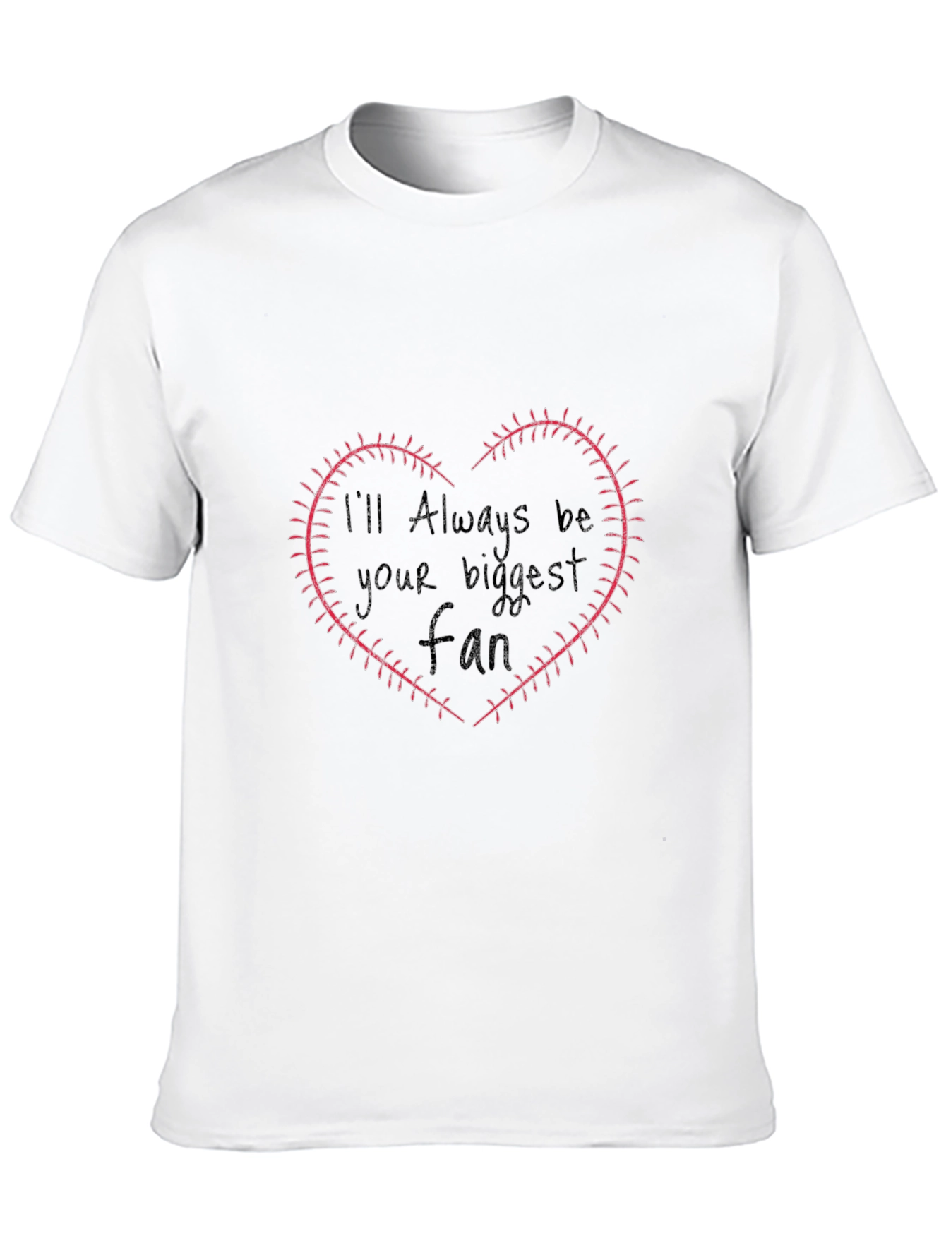 Black Baseball Fan Heart Stitch T-Shirt view 10