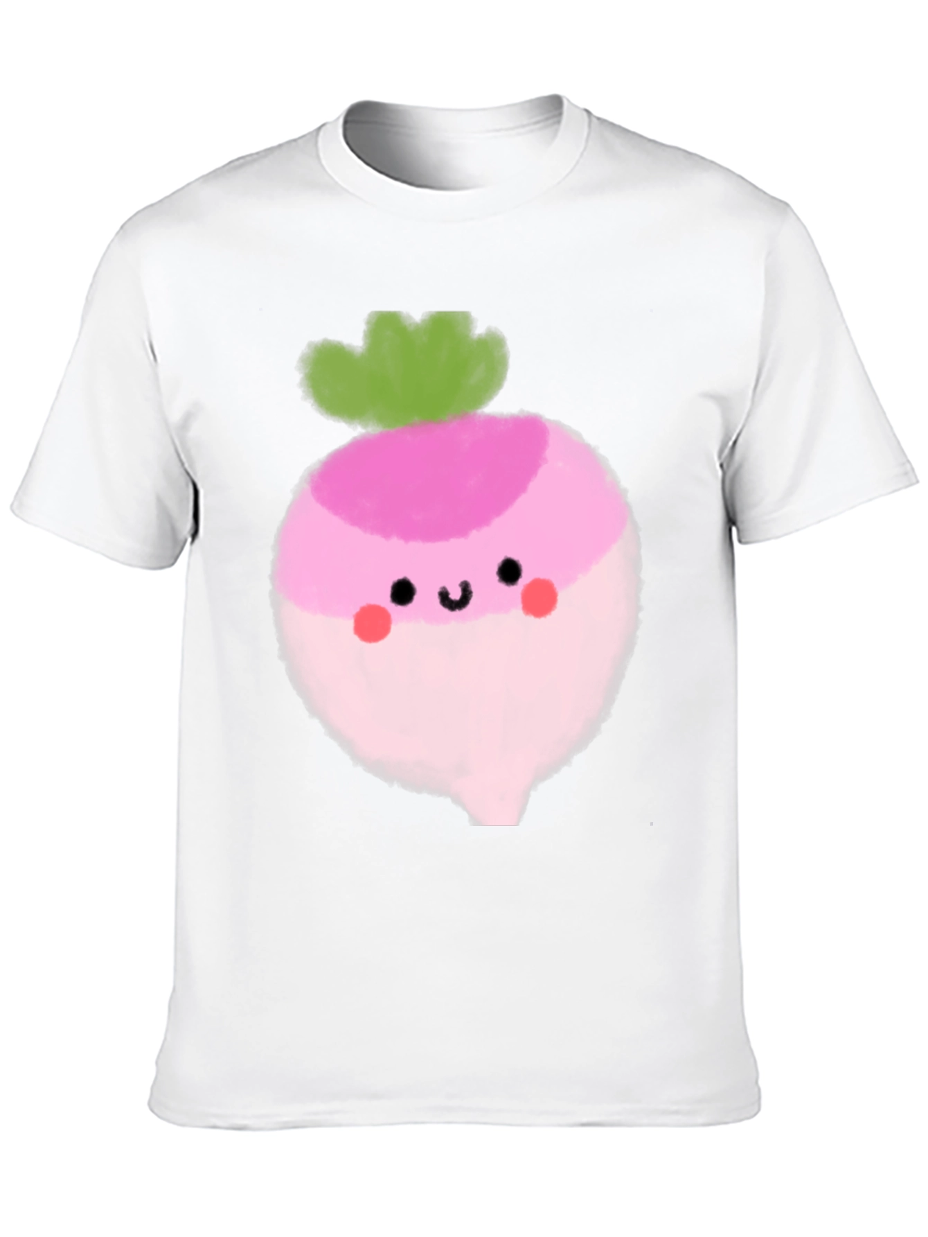 Black Cute Radish Graphic Tee - Black Cotton T-Shirt view 10