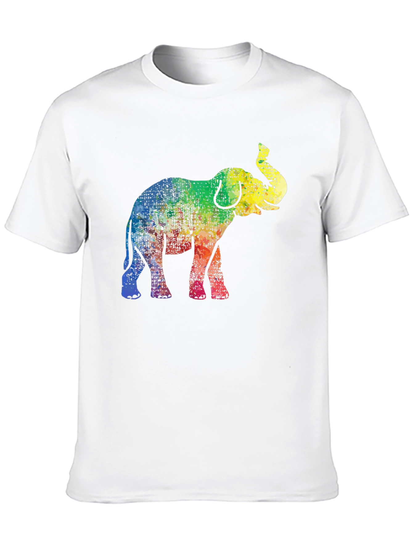 Black Rainbow Elephant Graphic Tee - Black Cotton T-Shirt view 10