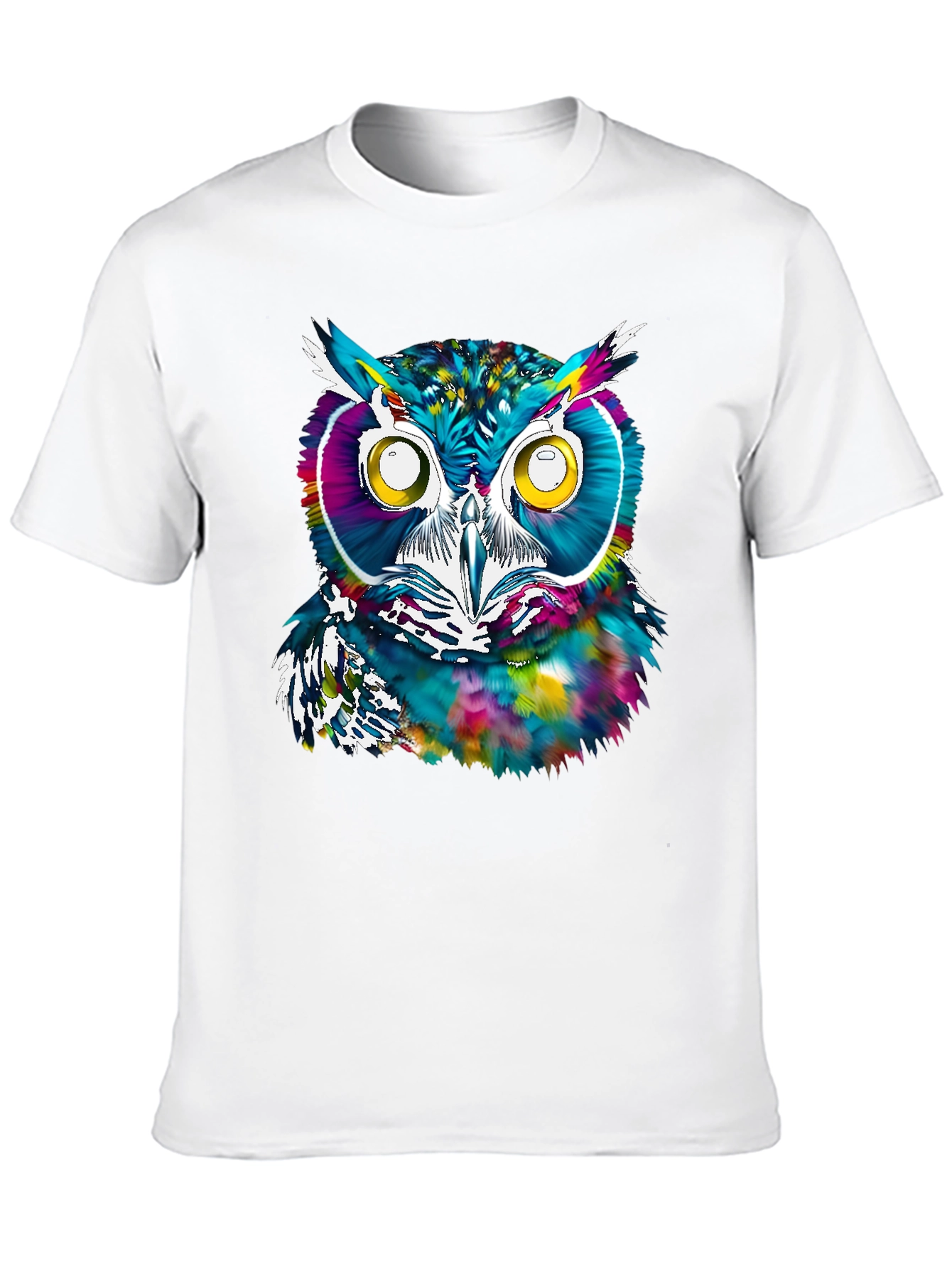 Black Colorful Owl Graphic Print T-Shirt view 10