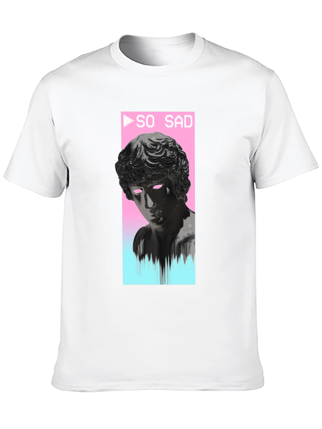 Black So Sad Vaporwave Aesthetic Black T-Shirt view 10