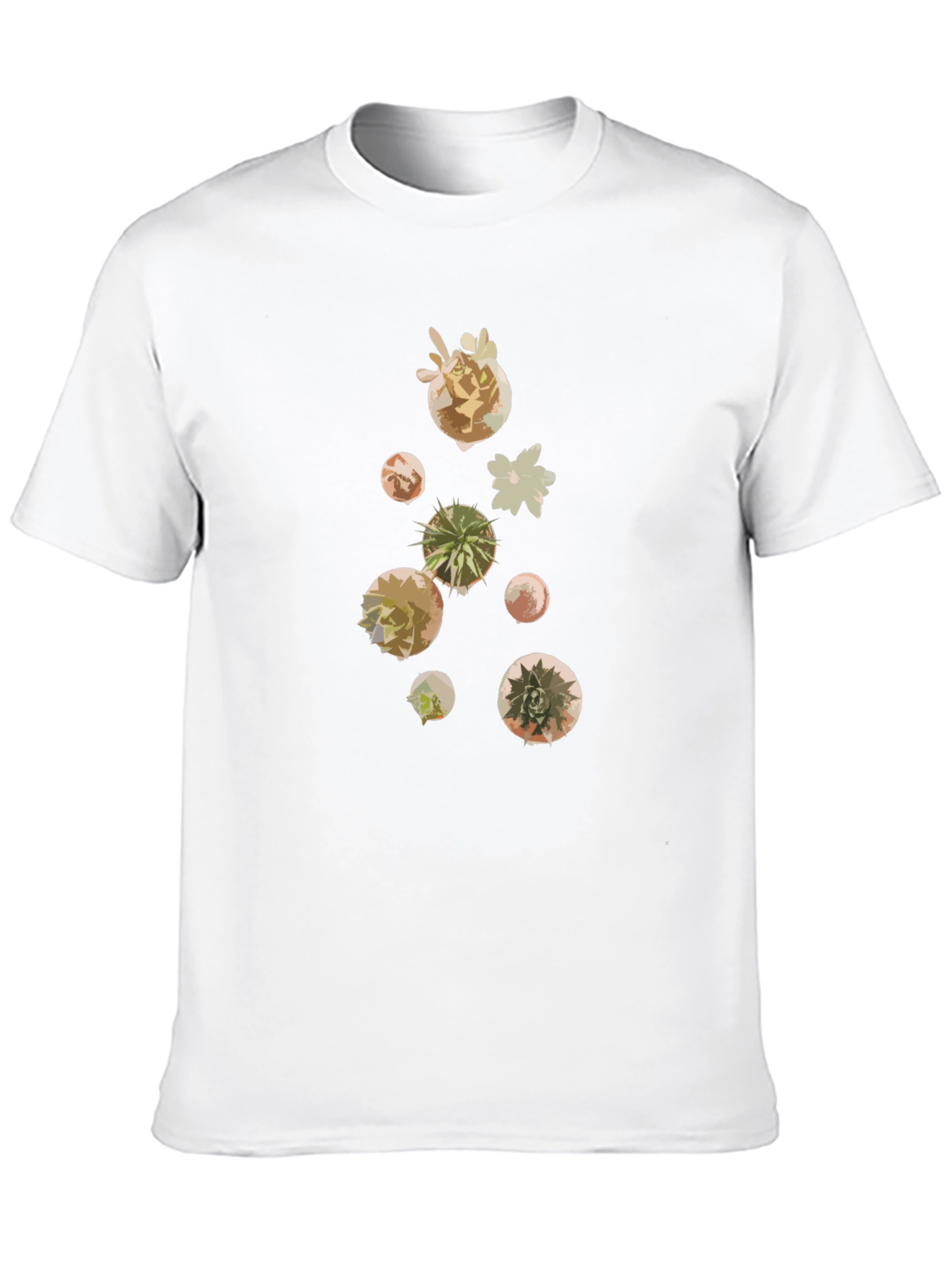 Black Modern Succulent Print Black T-Shirt view 10