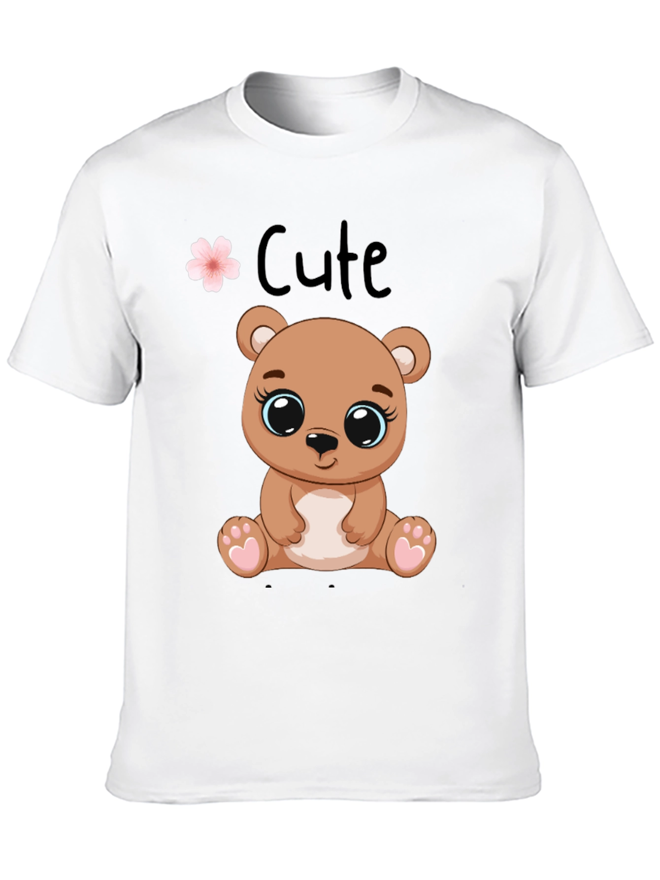 Black Cute Bear Graphic Tee - Black Cotton T-Shirt view 10