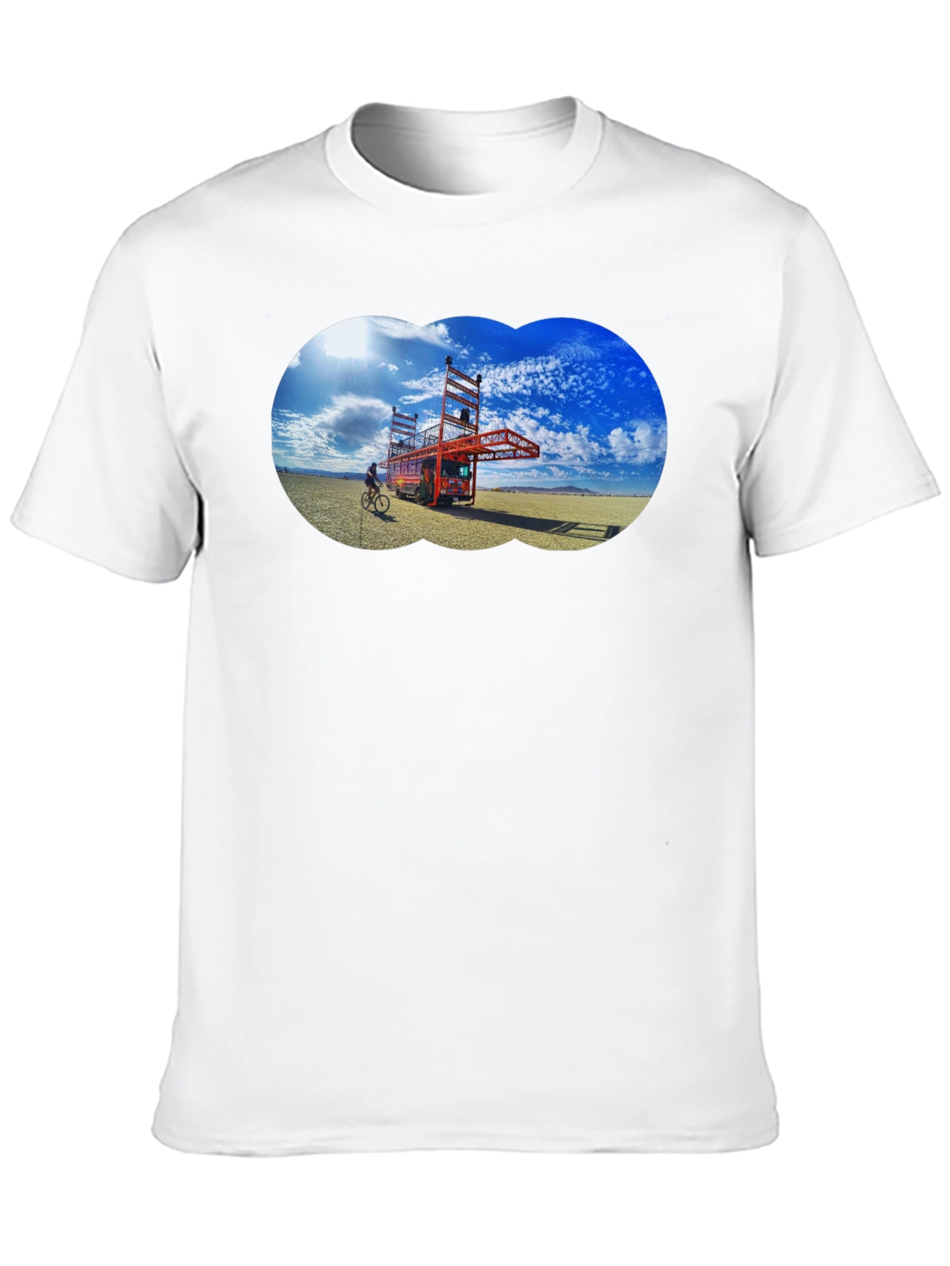 Black Novelty Black T-Shirt with Artistic Desert Scene view 10