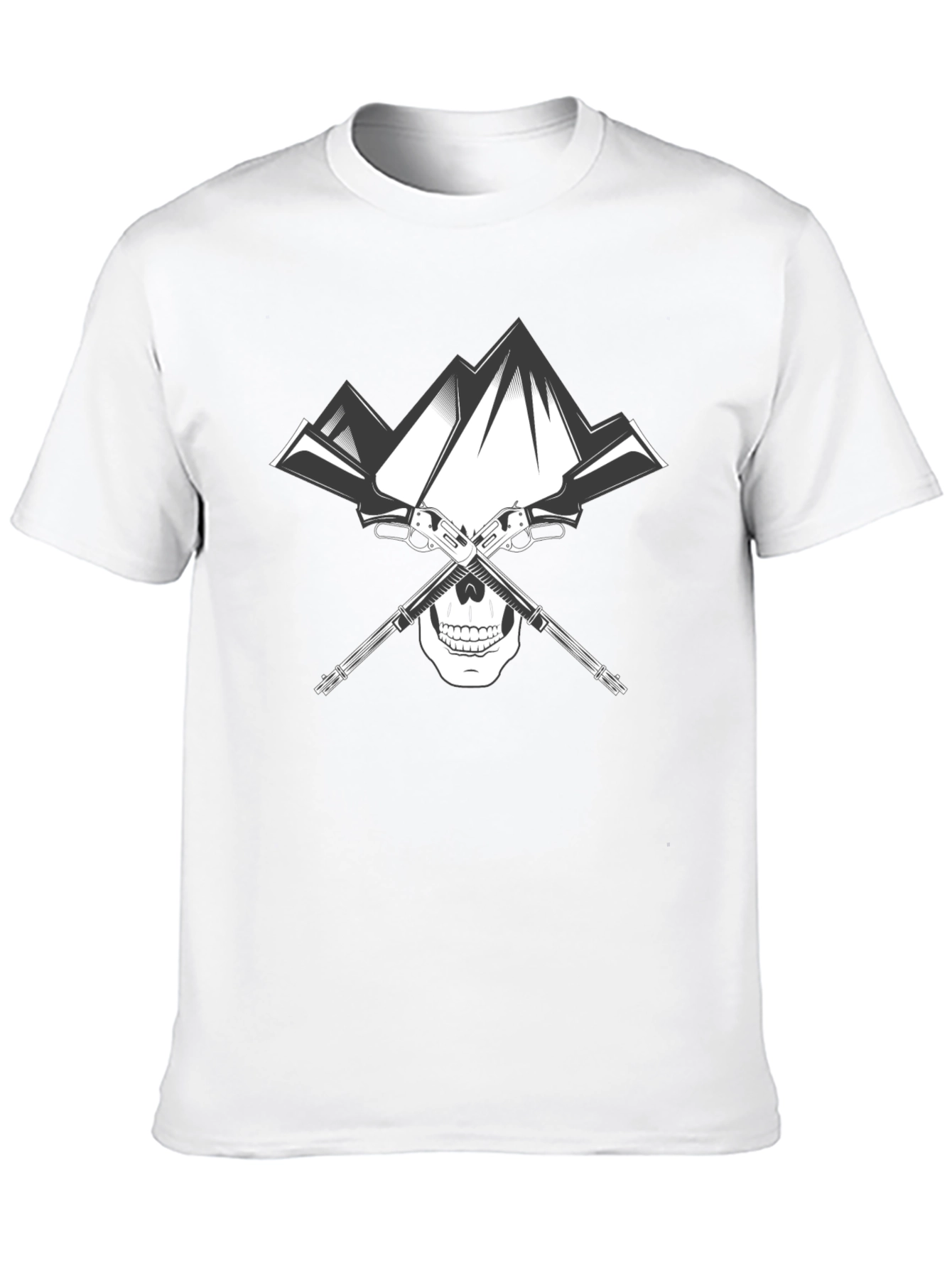 Black Skull Mountain T-Shirt - Black Graphic Tee view 10