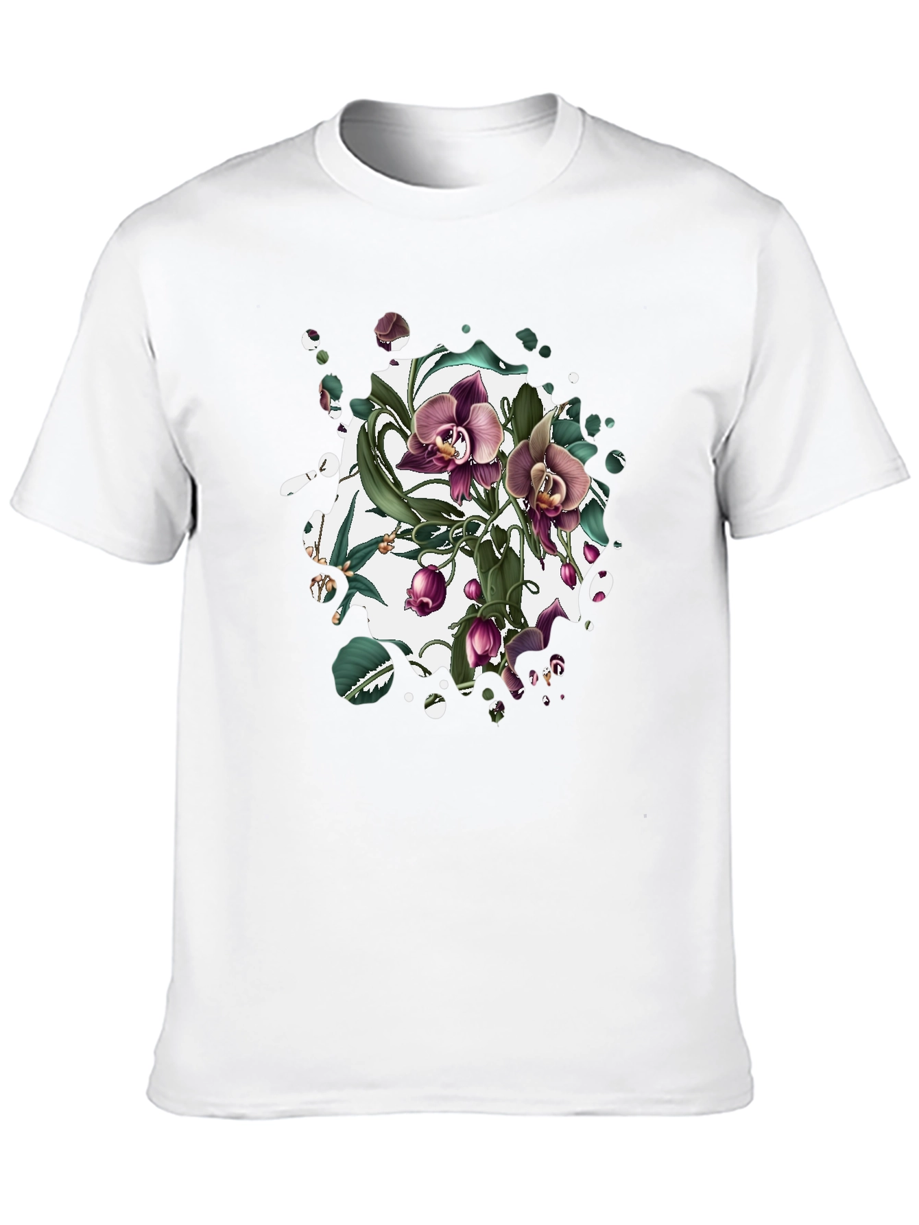 Black Floral Orchid Graphic T-Shirt view 10
