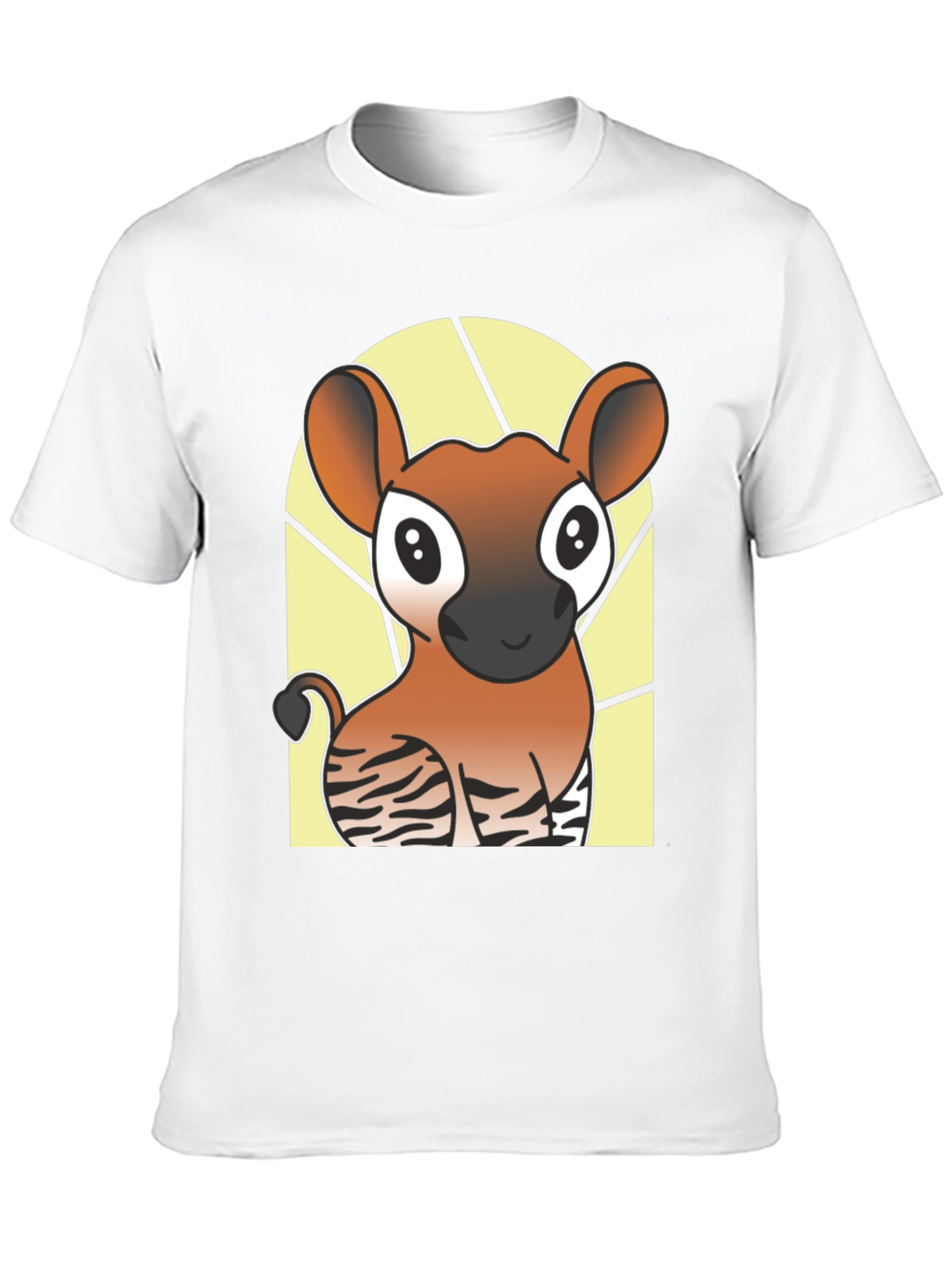 Black Cute Okapi Cartoon Black T-Shirt view 10
