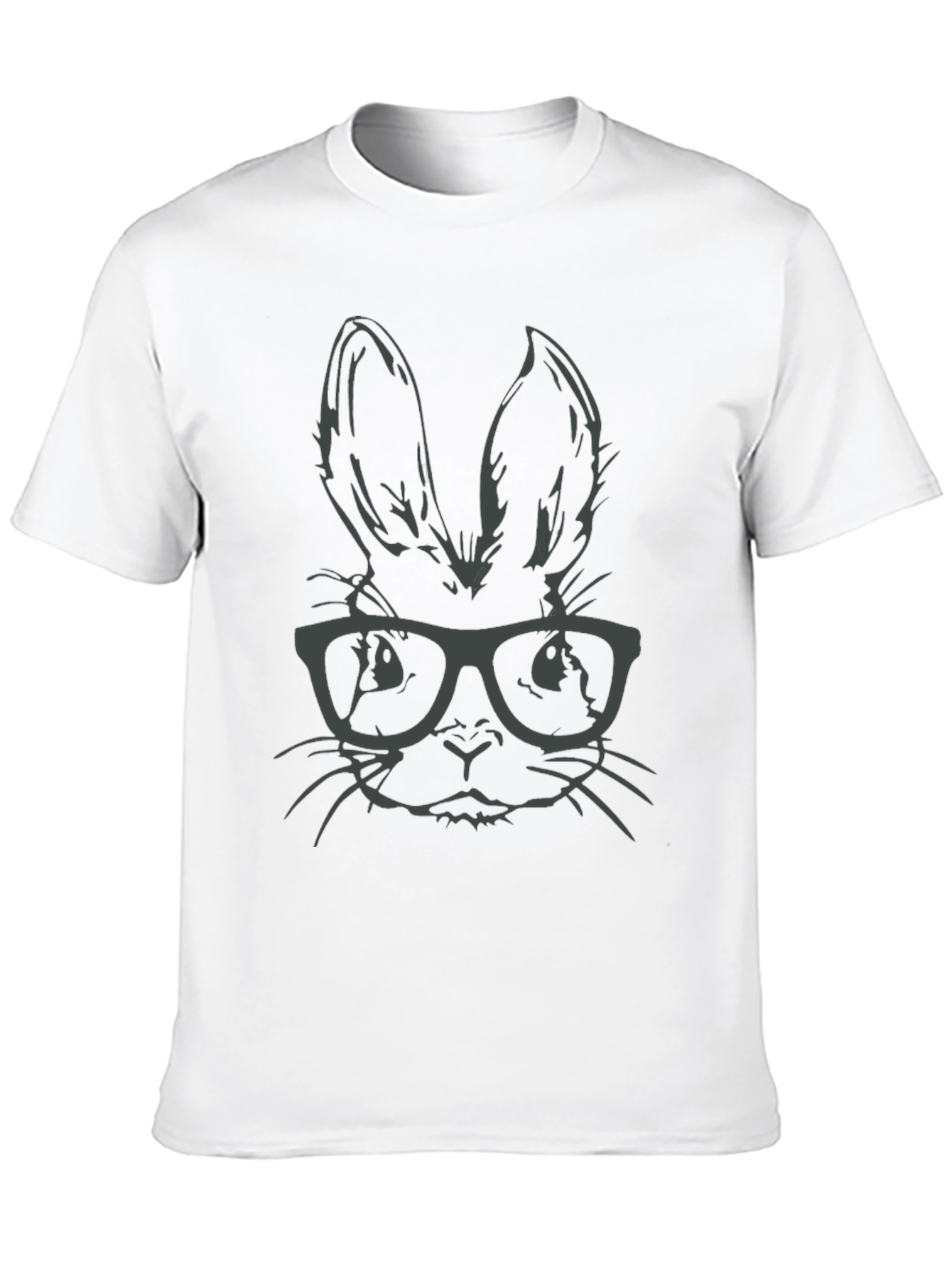 Black Hipster Bunny T-Shirt - Stylish Rabbit with Glasses view 10