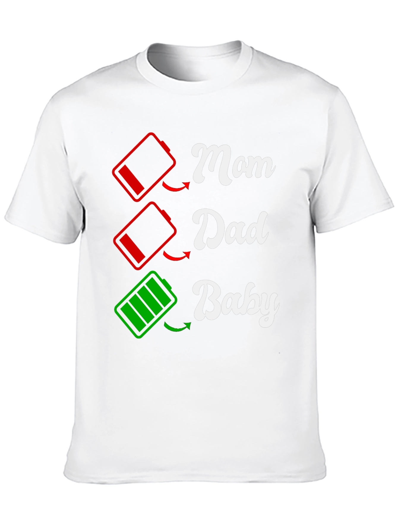Black Funny Family Matching T-Shirt: Low Battery Mom Dad Baby  view 10