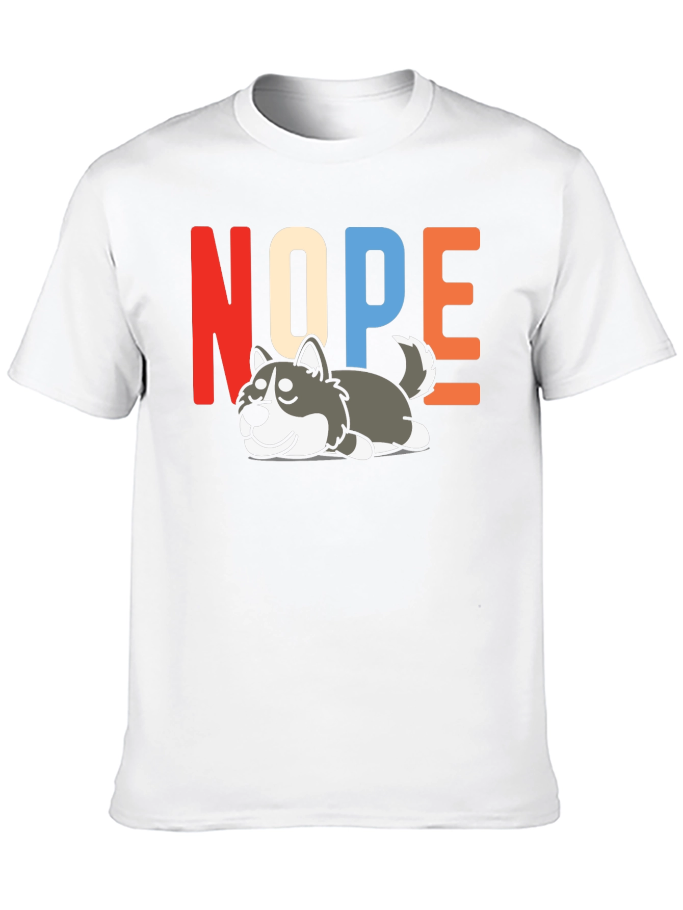 Black Nope Husky T-Shirt - Funny Lazy Dog Graphic Tee view 10