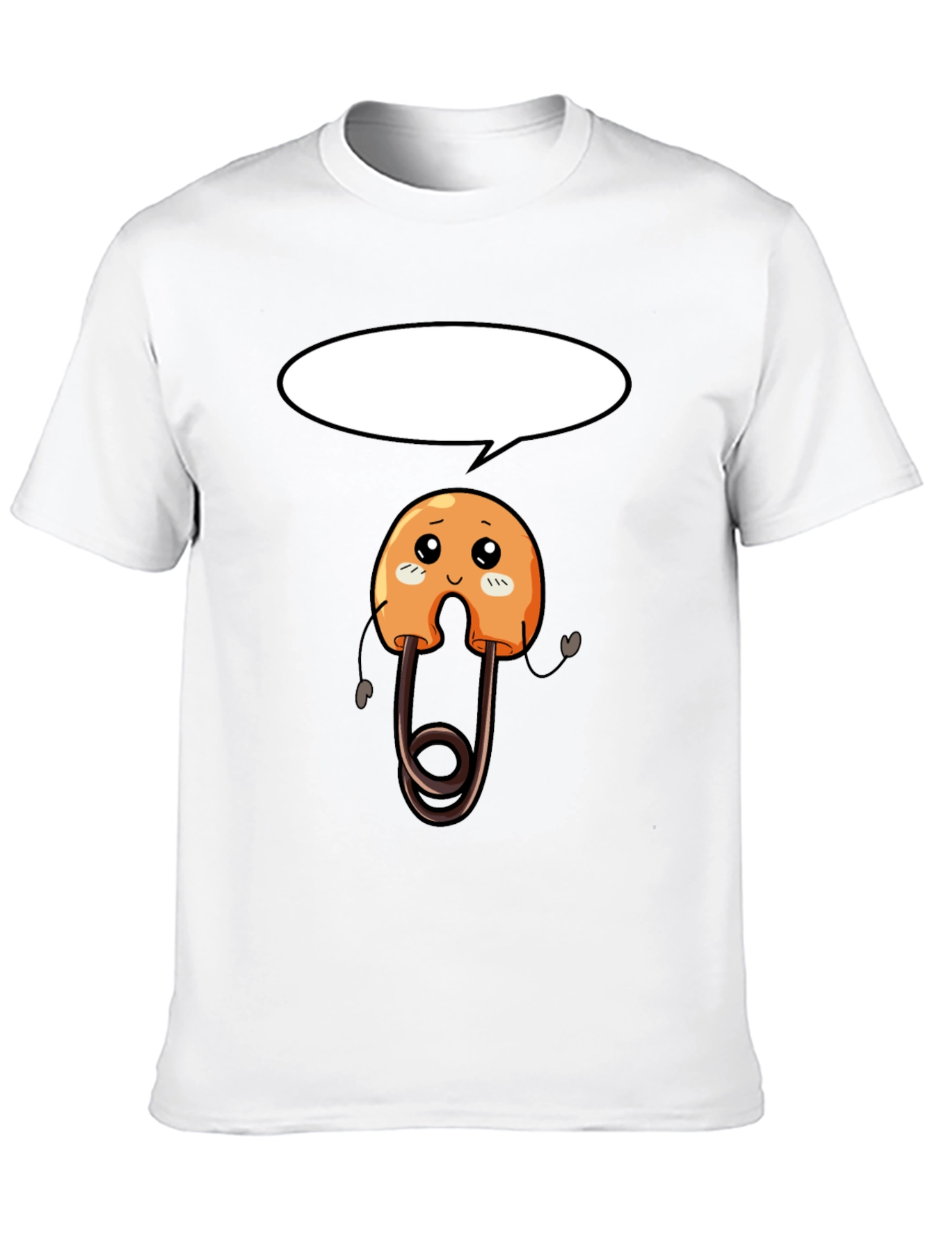 Black Cute Safety Pin Cartoon Black T-Shirt view 10