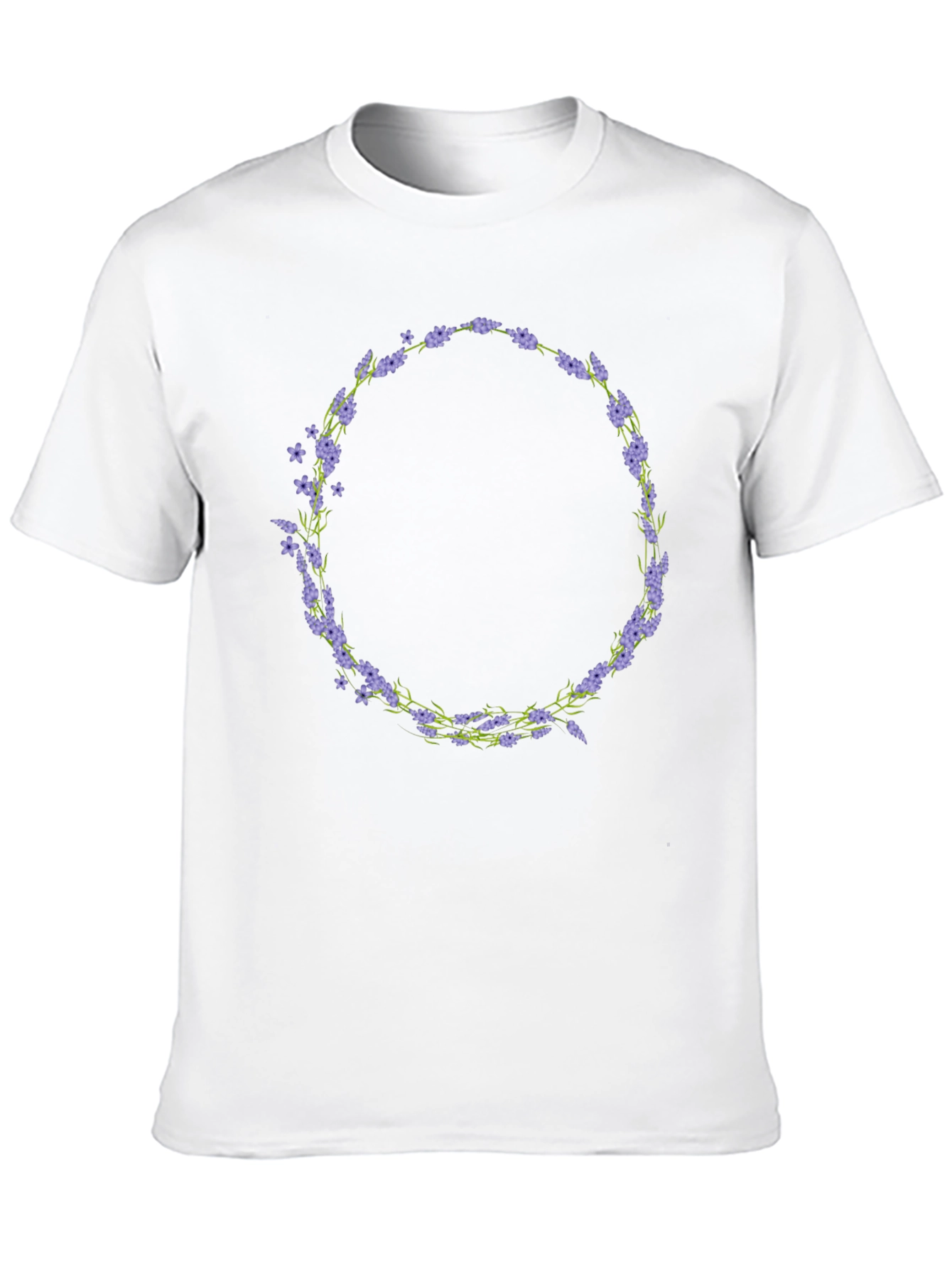 Black Floral Wreath T-Shirt - Black Unisex Tee view 10