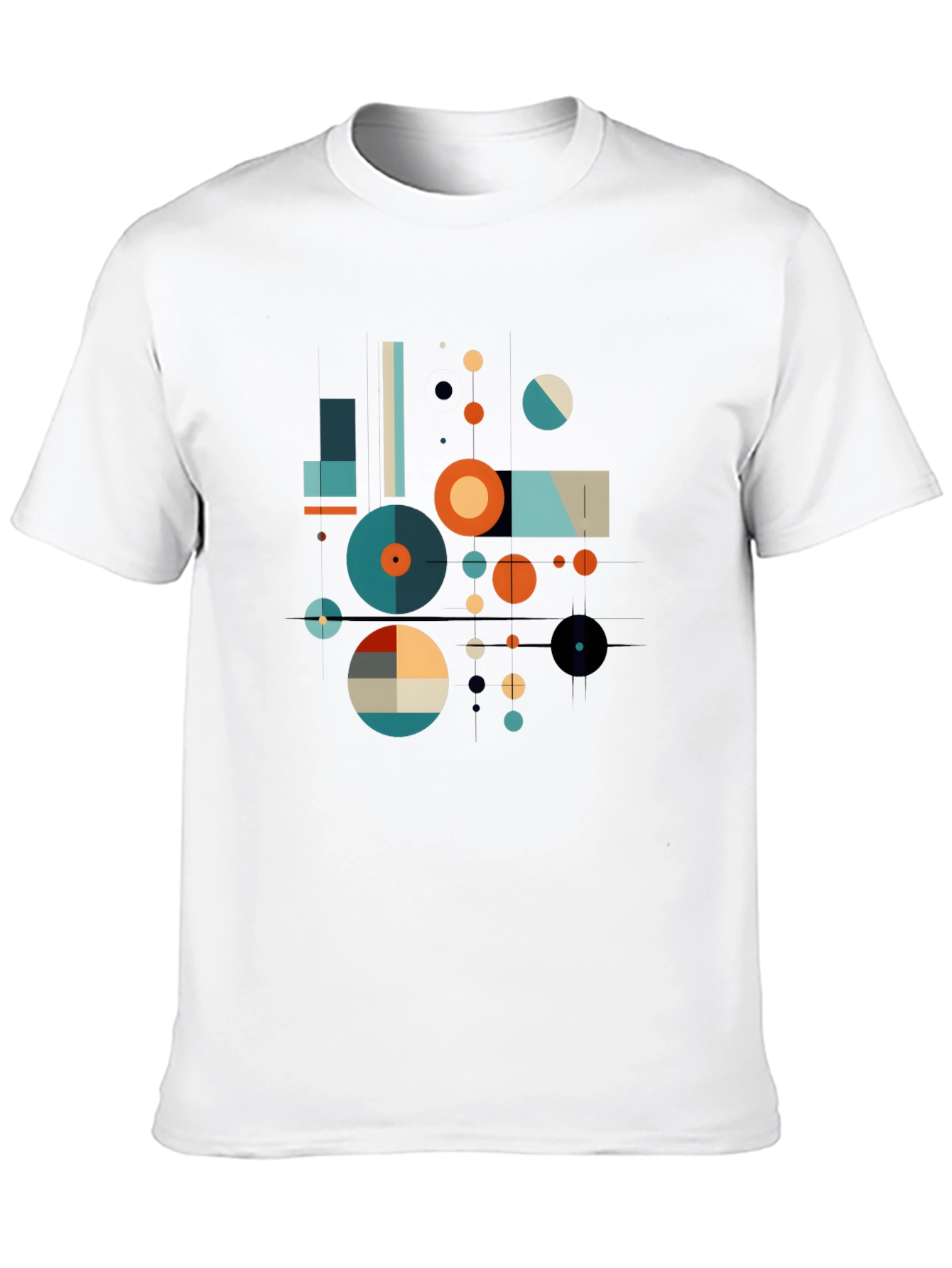Black Geometric Art Graphic Print Black T-Shirt view 10