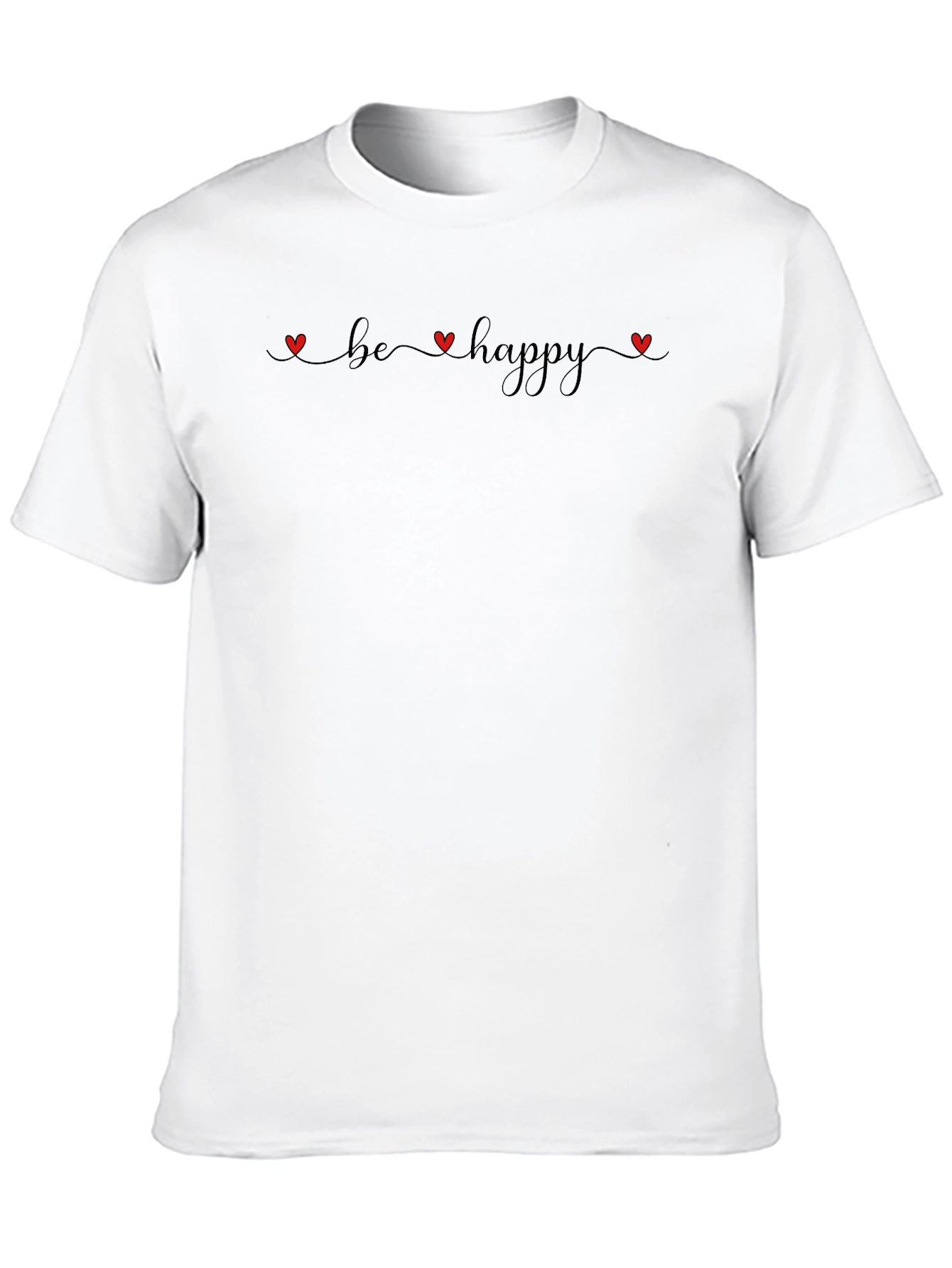Black Be Happy T-Shirt - Heart Graphic Tee view 10