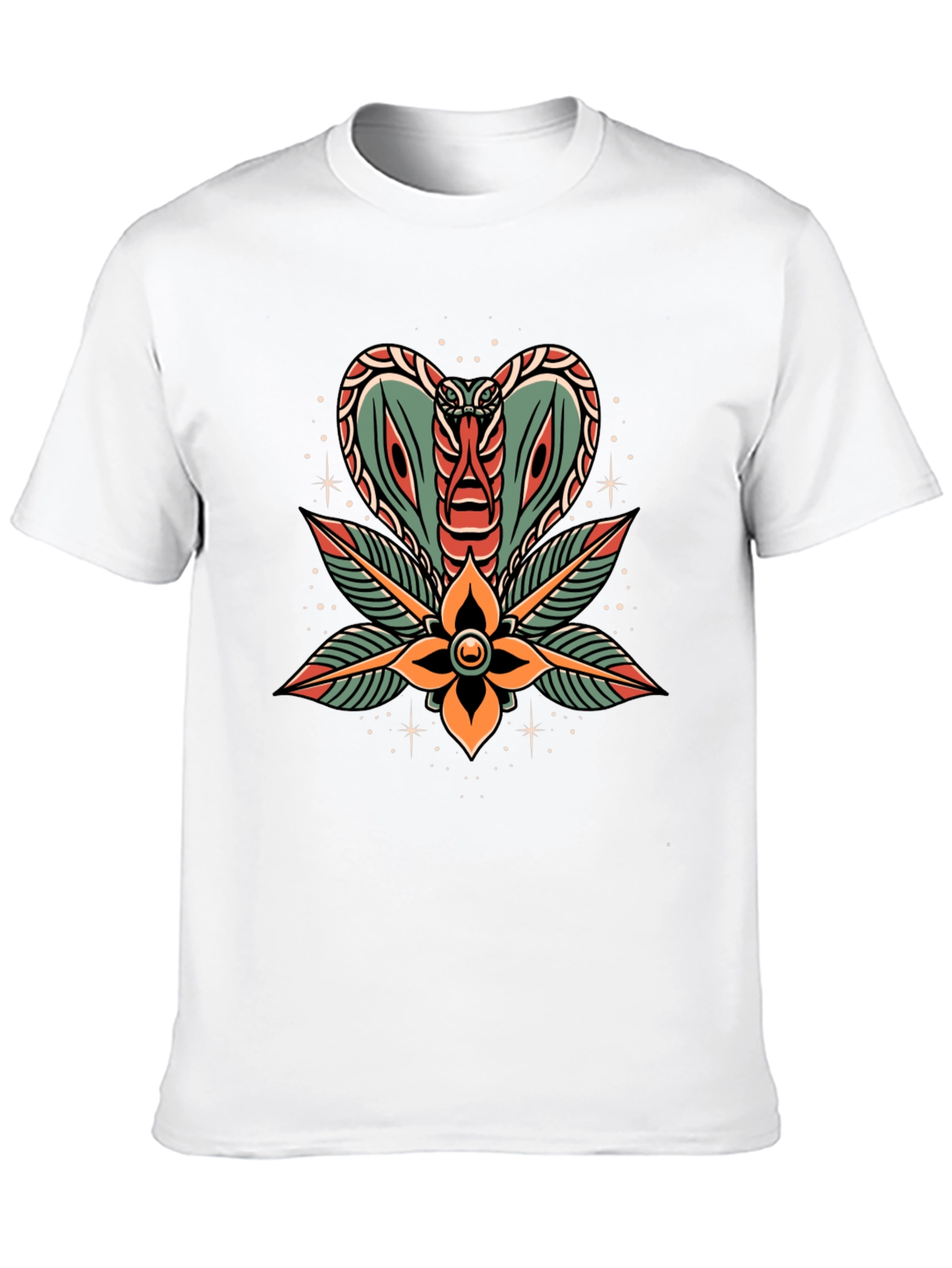 Black Cobra Flower Tattoo Graphic T-Shirt view 10