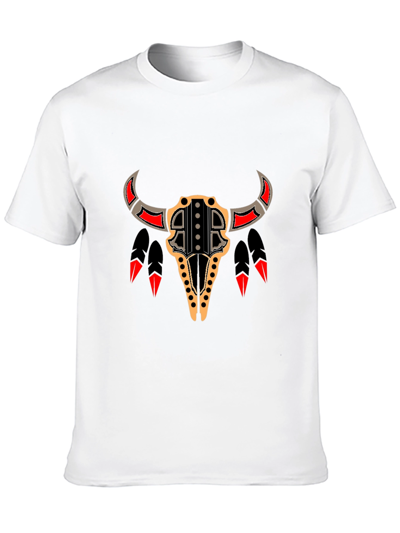 Black Tribal Bull Skull Graphic Tee - Black view 10
