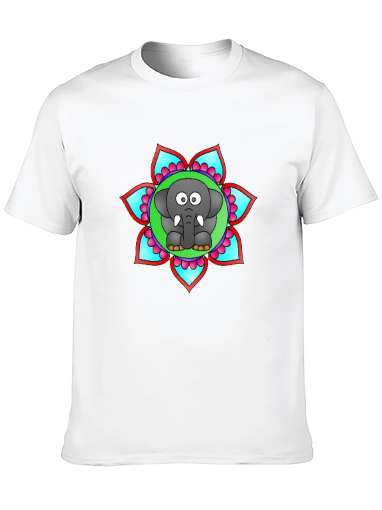 Black Cartoon Elephant Mandala Graphic Black T-Shirt view 10