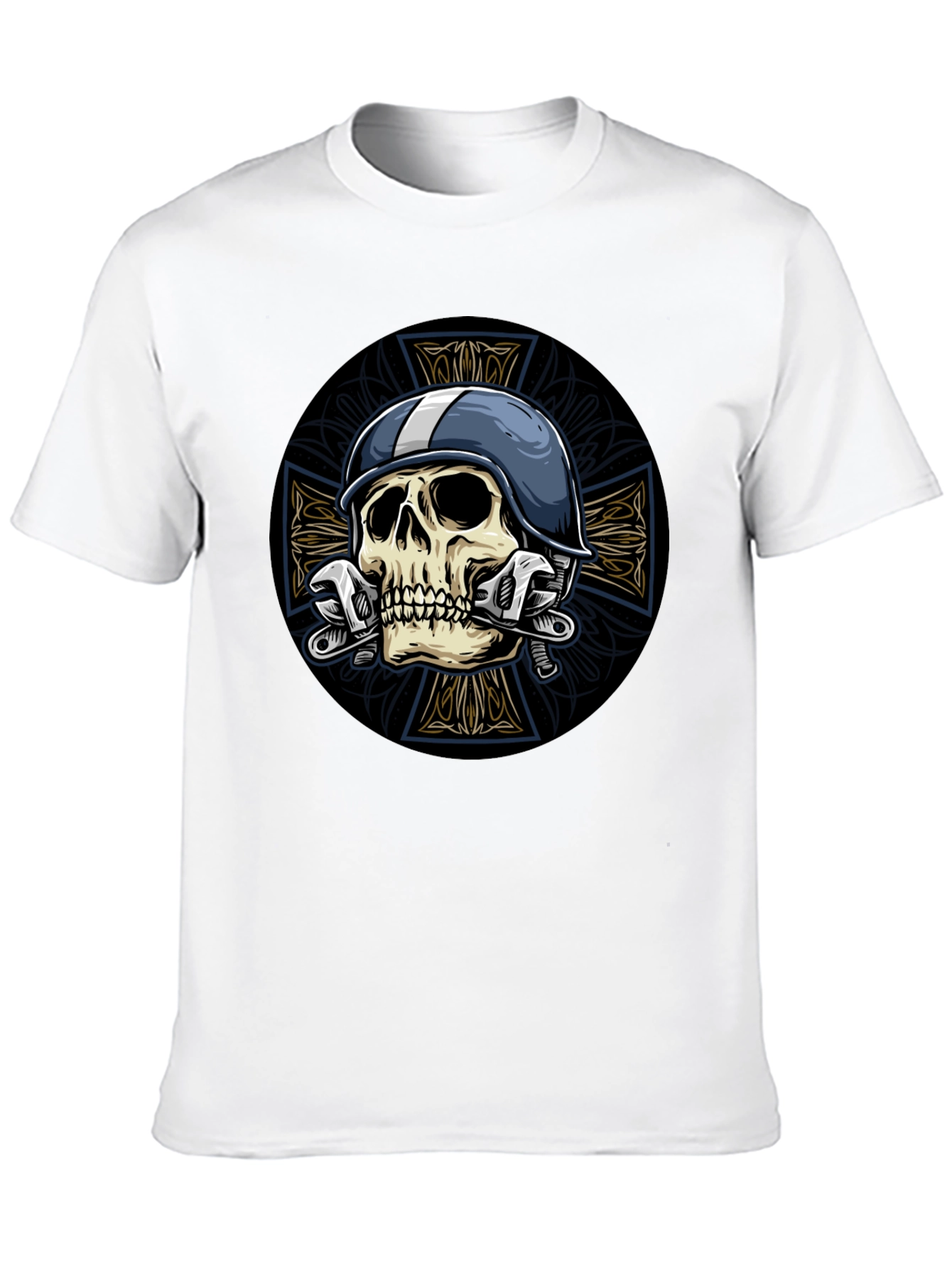Black Skull & Wrench Graphic Tee view 10