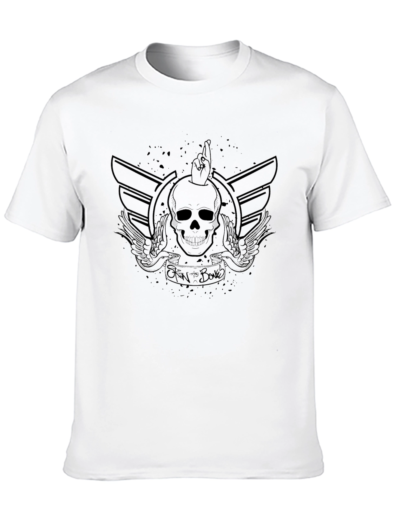 Black Edgy Skull Graphic Black T-Shirt view 10