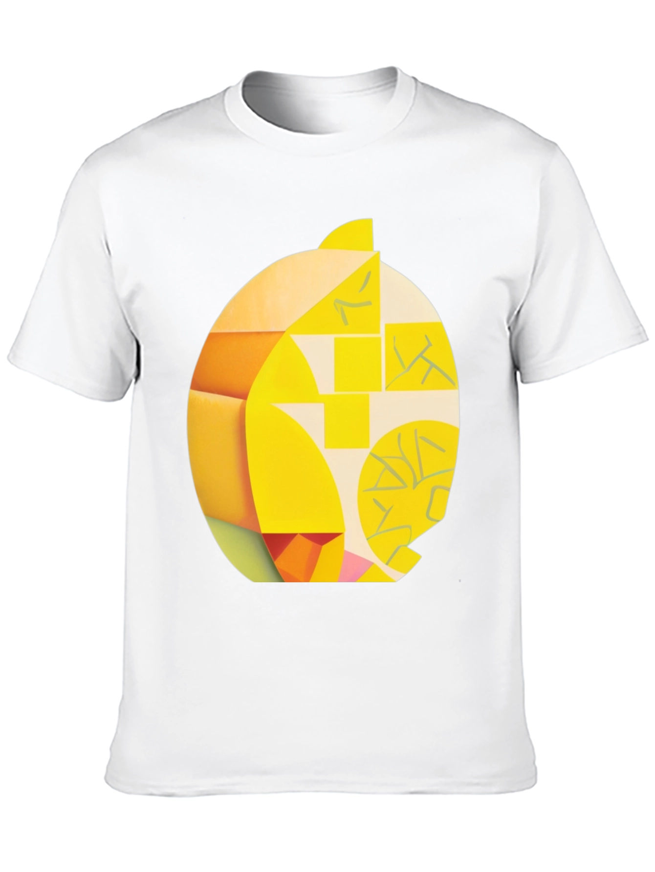 Black Abstract Geometric Lemon Graphic Tee - Modern Art Shirt view 10