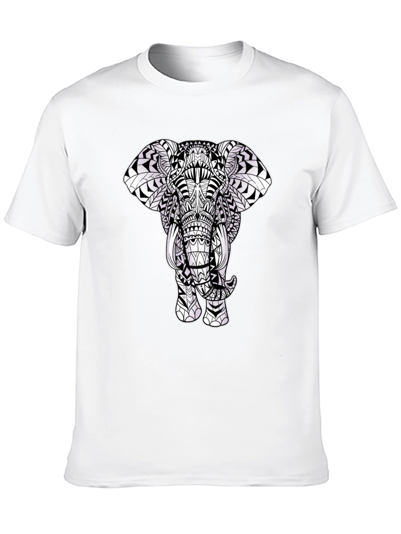 Black Elephant Mandala Print Black T-Shirt view 10