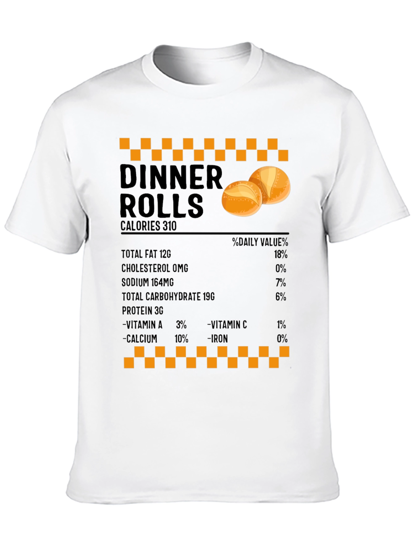 Black Dinner Rolls Nutrition Facts T-Shirt - Foodie Gift view 10