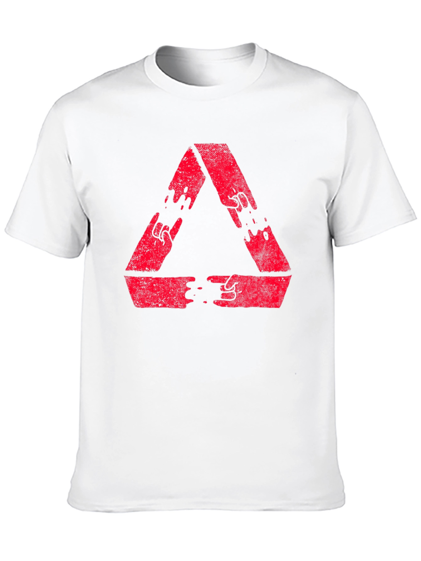 Black Red Triangle Hand Gesture Graphic Black T-Shirt view 10