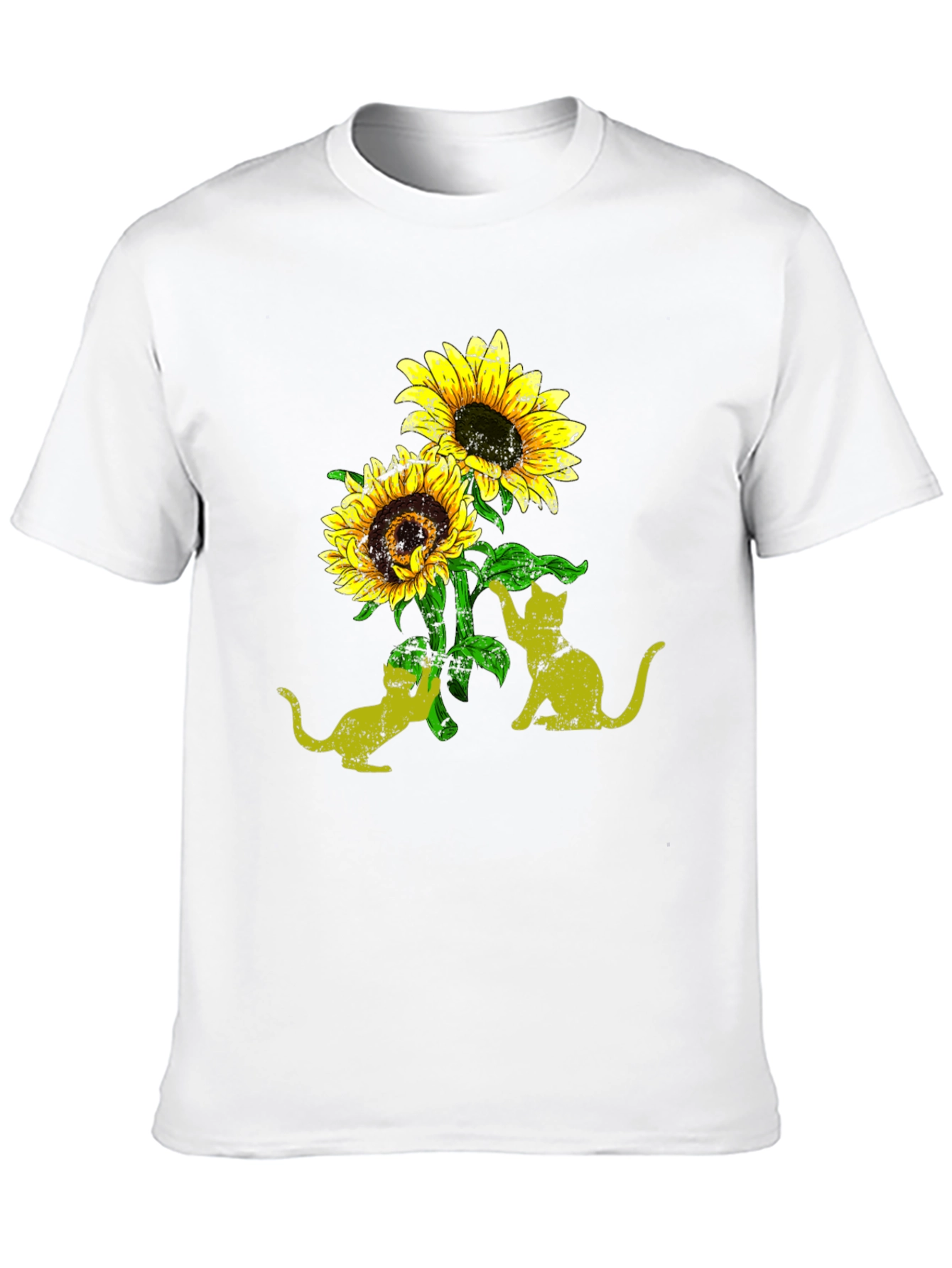Black Sunflower Cats Black T-Shirt view 10