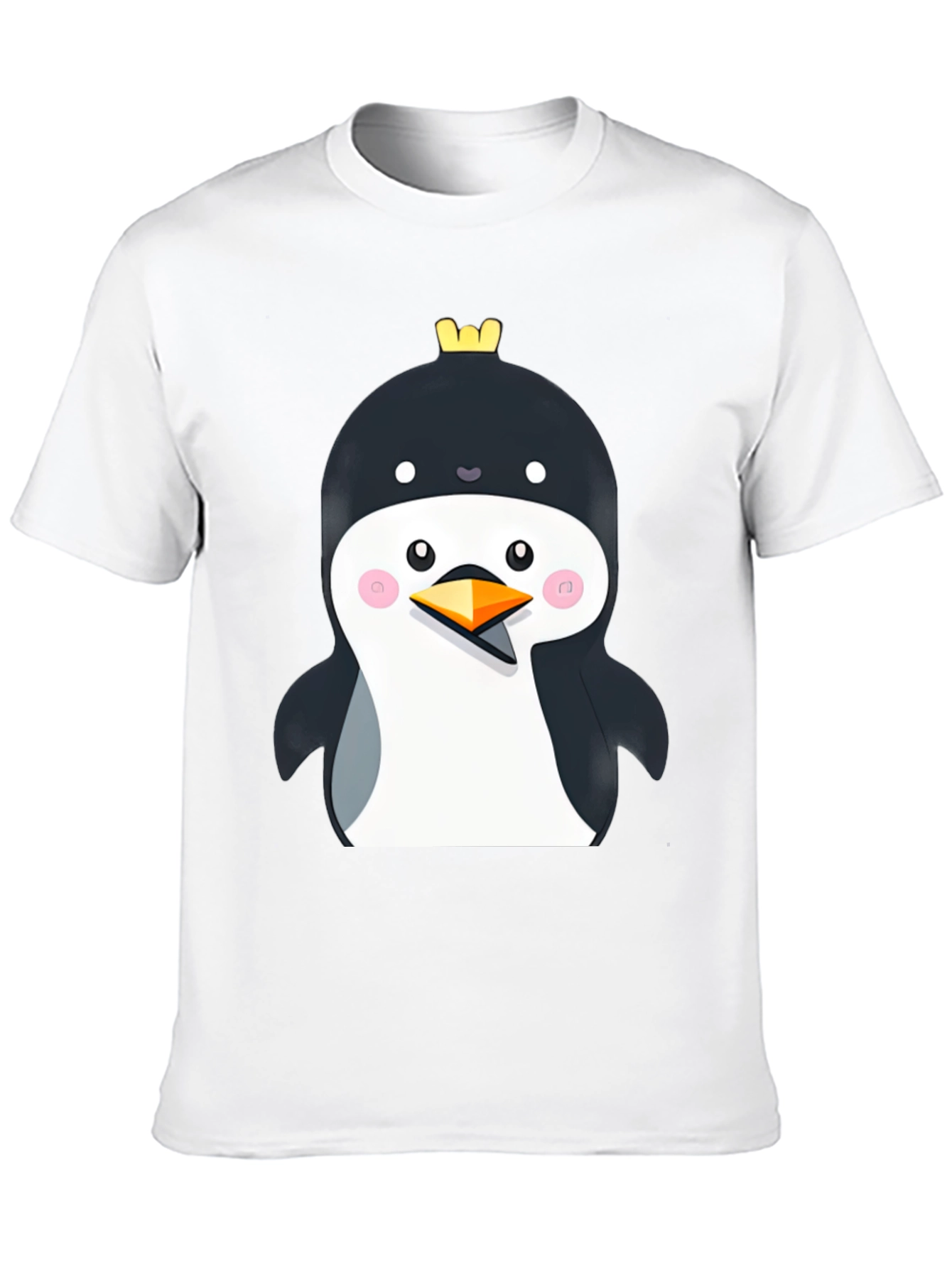 Black Penguin with Crown Black T-Shirt - Cute Cartoon Style view 10